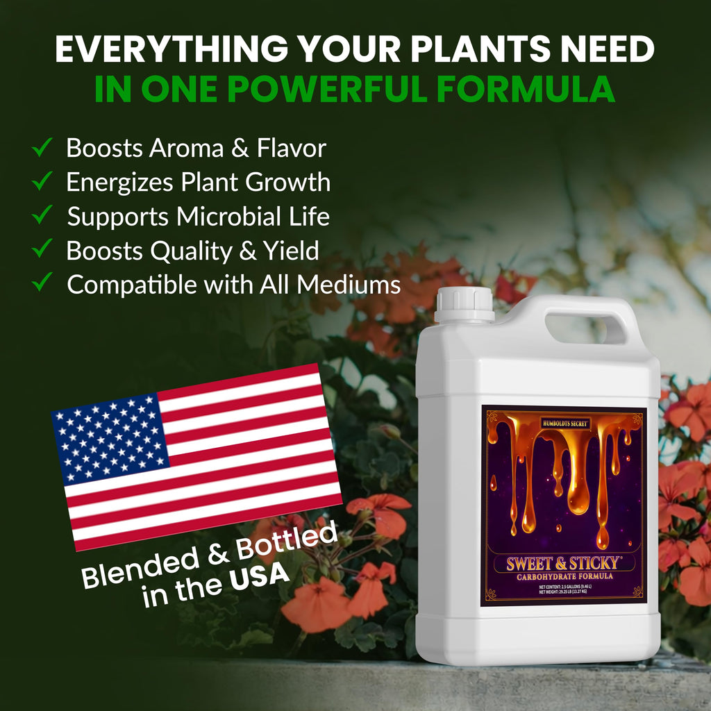 Humboldts Secret Sweet & Sticky Carbohydrate and Saccharide Plant Energy Additive | Indoor and Outdoor Plant Nutrients Enhancer for Growth and Aroma | Boosts Flavor and Development | 1 Gallon