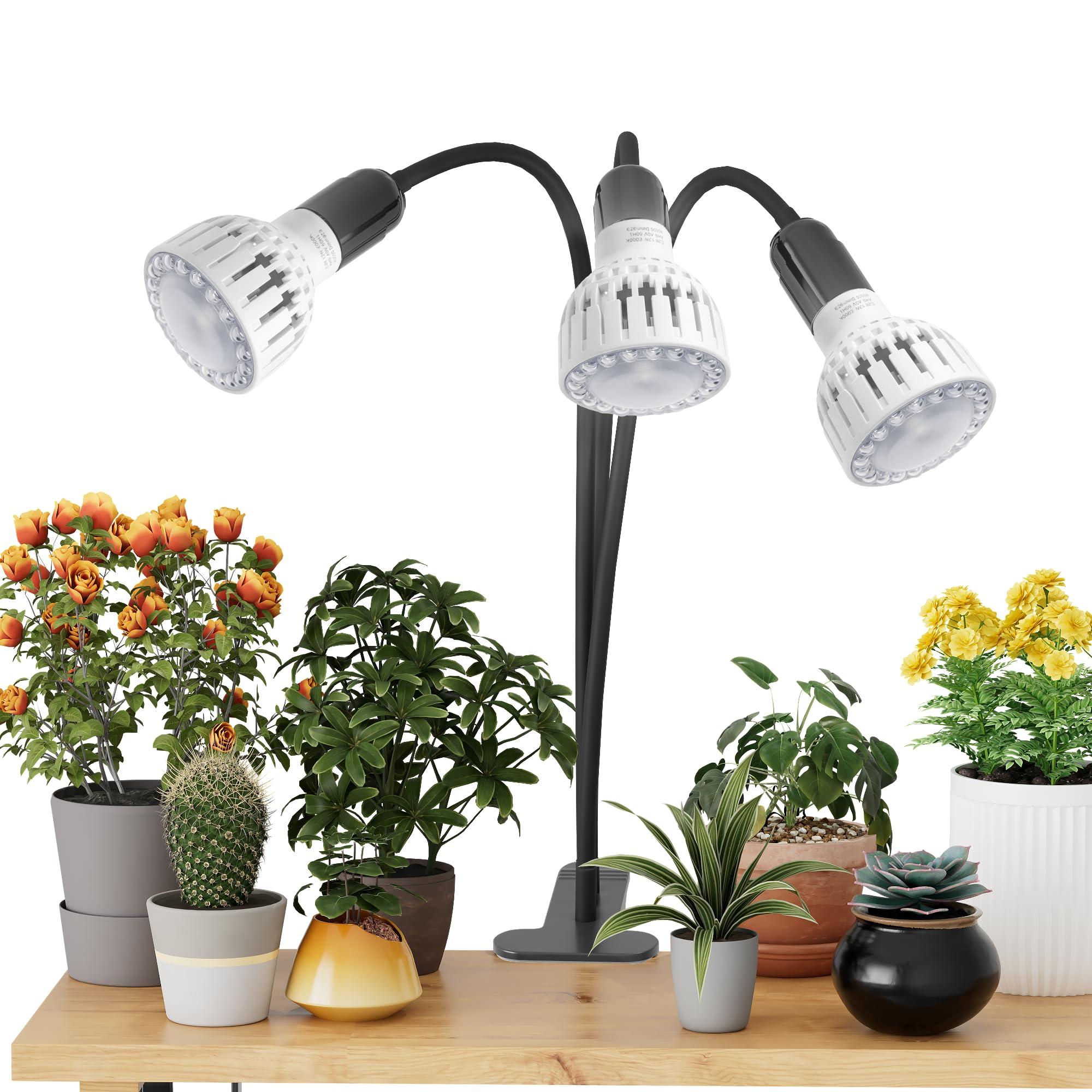Grow Light,24W (160Watts Equiv) 5000K White Full Spectrum LED Growing Lamp Clip on Desk for Indoor Plants,Bulbs Replaceable & Non-dimmable (Black, 80Watts)