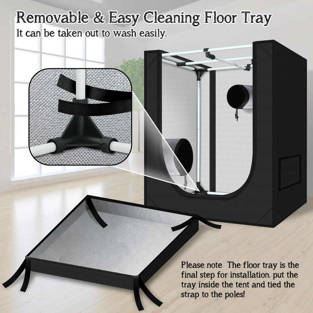 zazzy 3'X3' Grow Tent 32"x32"x63", High Reflective Mylar Growing Tent | Observation Window, Removable Floor Tray and Tool Bag for Planting Indoor Fruit Flower Veg