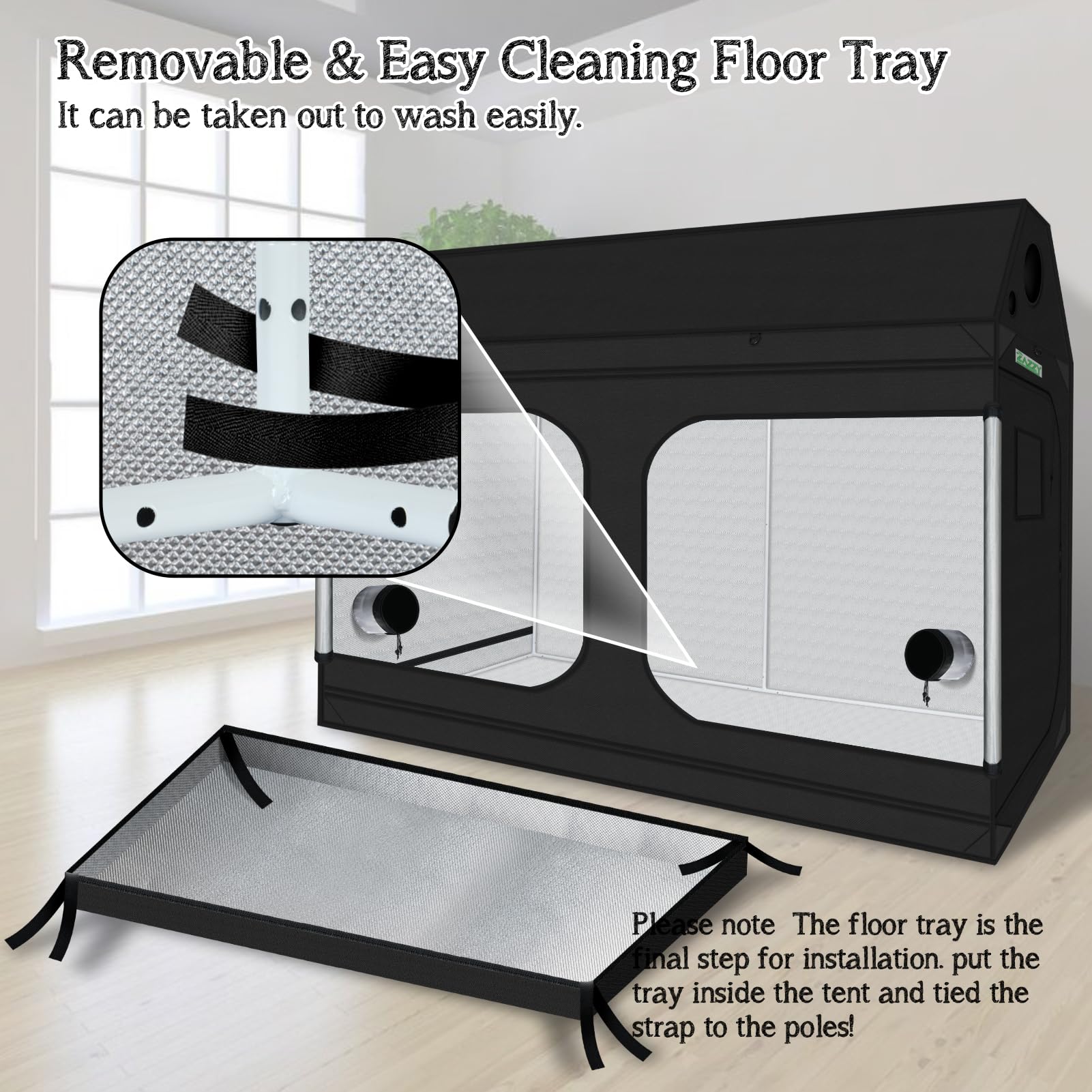 zazzy 3'X3' Grow Tent 32"x32"x63", High Reflective Mylar Growing Tent | Observation Window, Removable Floor Tray and Tool Bag for Planting Indoor Fruit Flower Veg