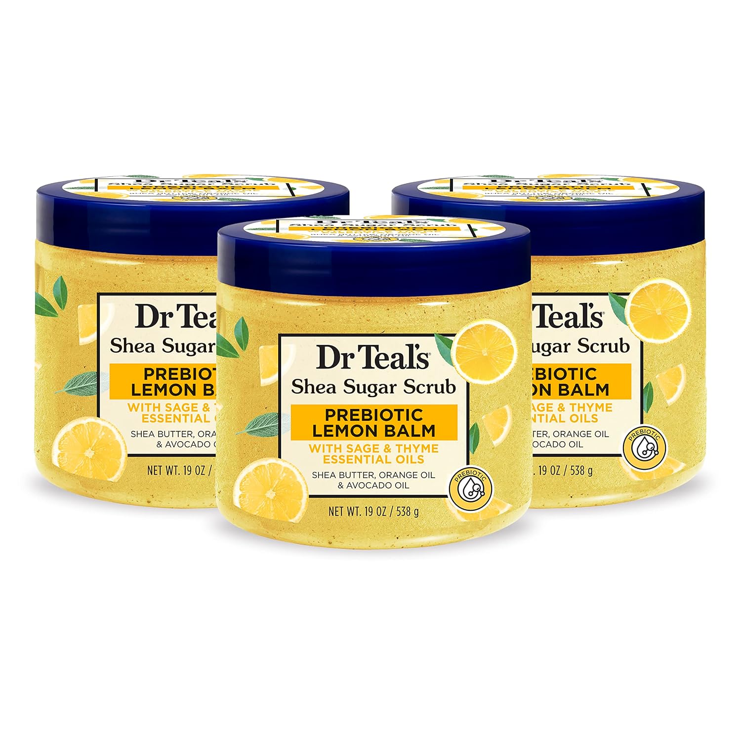 Dr Teal's Shea Sugar Body Scrub, Cannabis Sativa Hemp Seed Oil with Essential Oils, 19 oz (Pack of 3)