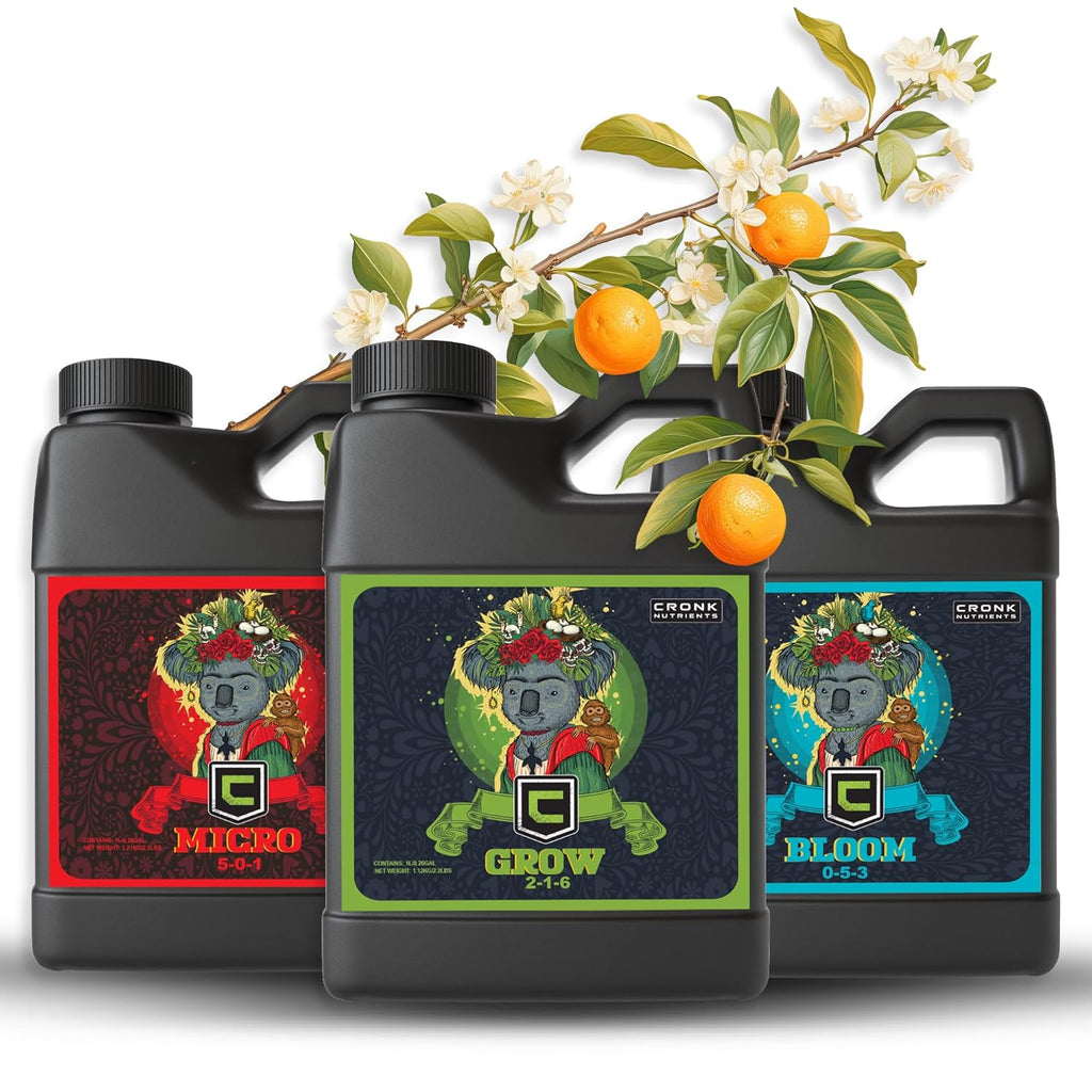 Cronk Nutrients 3-Part Kit: Micro, Grow & Bloom Base Fertilizers, 3 x 1L | Optimal Indoor & Outdoor Plant Growth - Hydroponics, Soil, Soilless Gardens - Supports Abundant Blooms