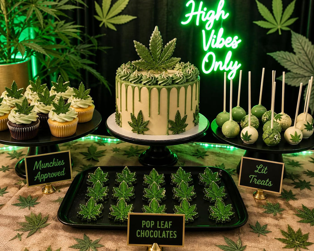 Bite Size Marijuana Leaf Design Chocolate Candy Mold 1337, Food Grade Plastic, 9 Cavities, 1 Inch Diameter