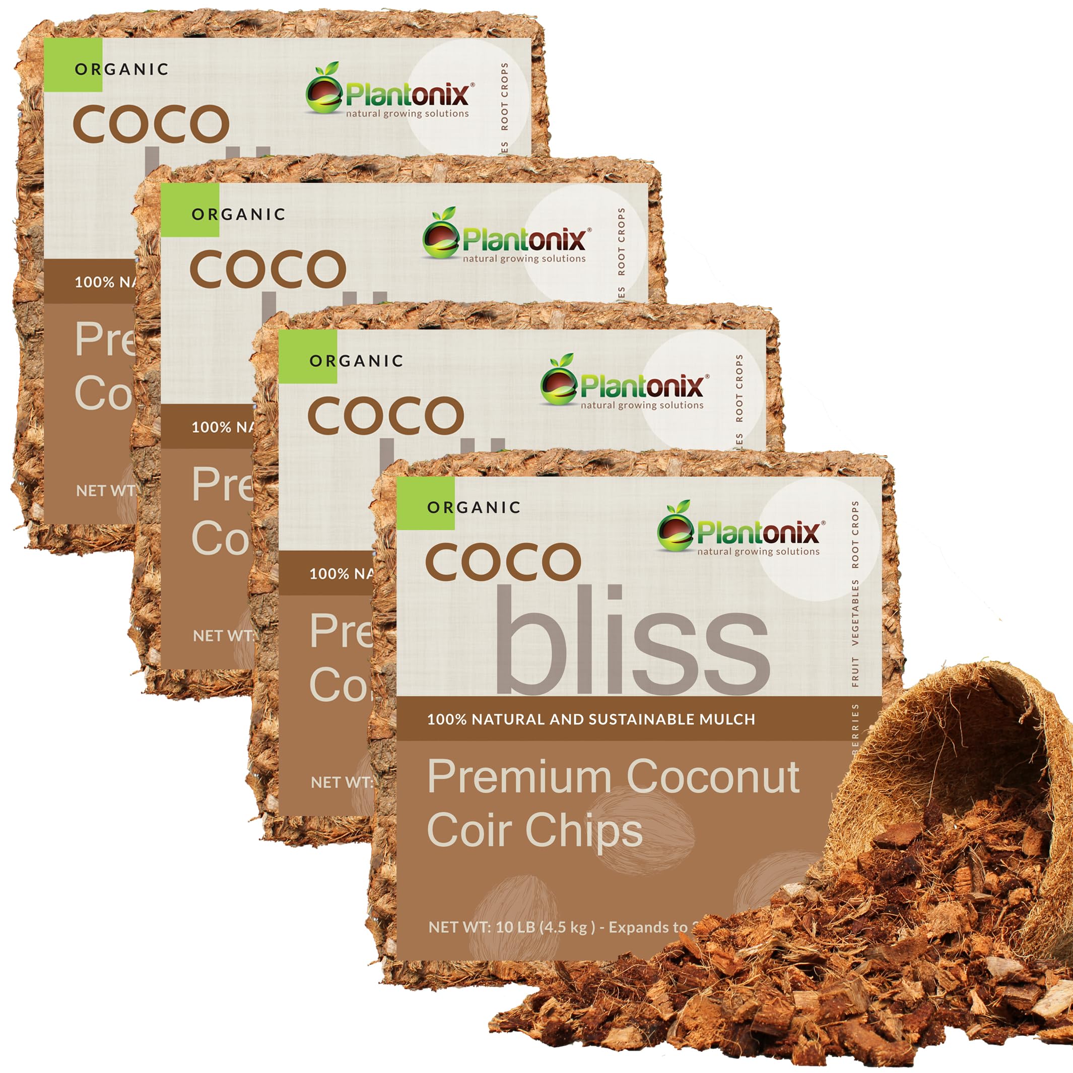 Coco Bliss (10lbs) - Organic Coco Coir for Plants - OMRI-Listed Coco Coir Brick for Garden Soil & Potting Mixes - Coconut Fiber Substrate Mixes with Potting Soil for Indoor Plants & Outdoor Plants