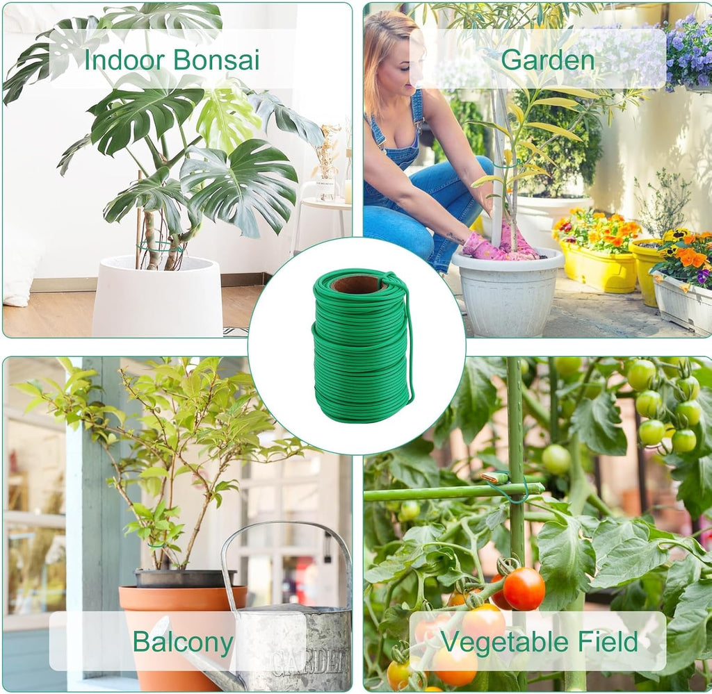 TELENT OUTDOORS 130 Feet Soft Plant Tie Green Twist Garden Ties for Plants Gardening Home Office Organization TPR Garden Ties Supplies with 2.5mm Diameter