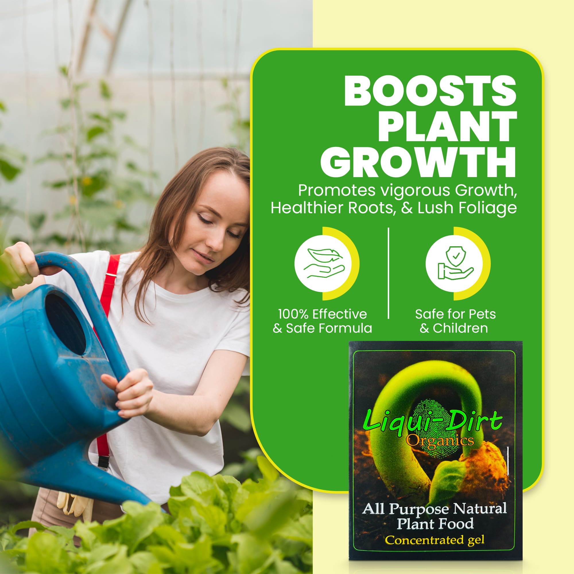LiquiDirt Organic All-Purpose Plant Food - 100% Bio-Digested Liquid Fertilizer for Indoor Houseplants, Succulents, Herbs & Garden - Won't Burn Roots - Makes 250+ Gallons