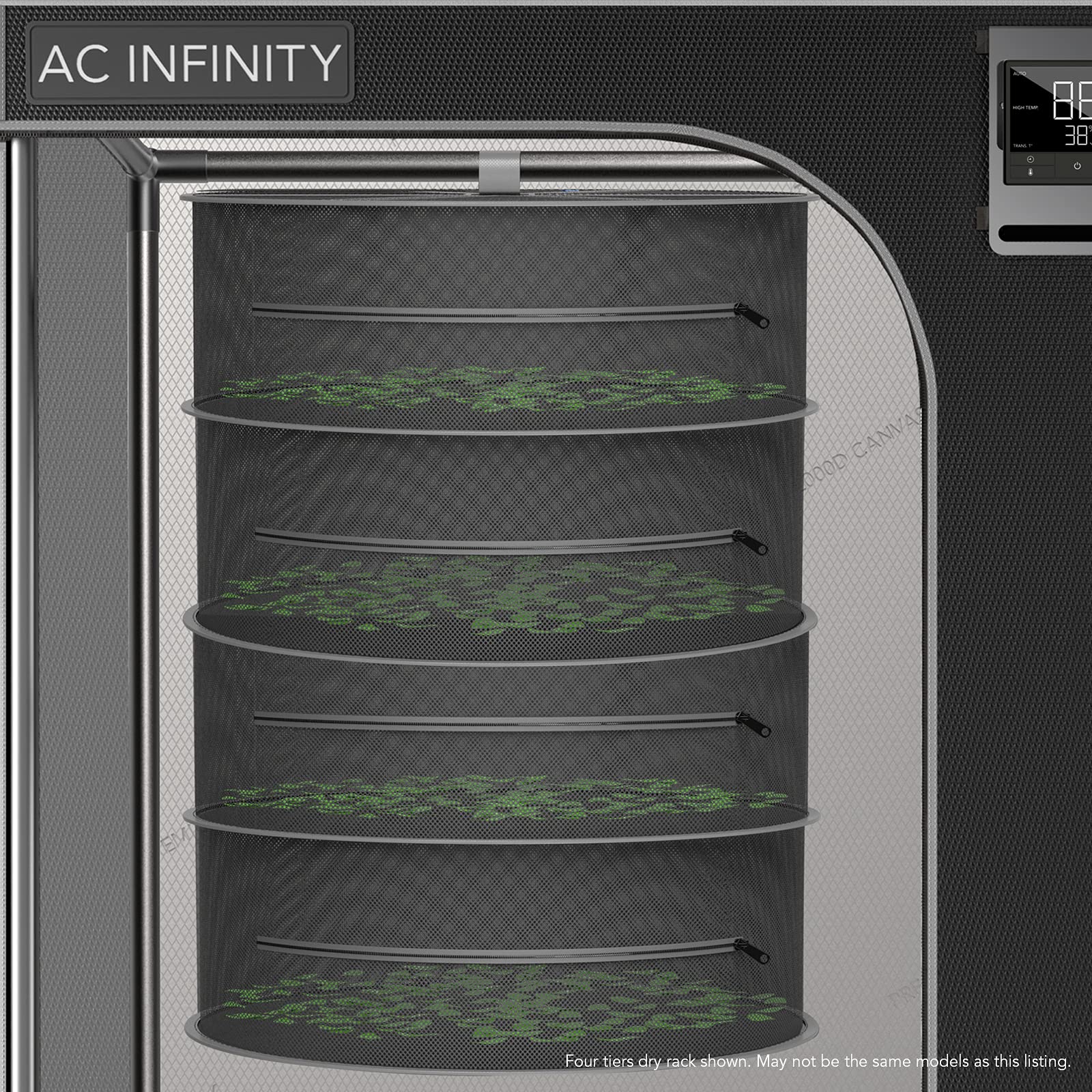 AC Infinity Herb Drying Rack, 6-Layer Hanging Mesh Net | and Buds, 24" Diameter Fit in Grow Tents Closets Hydroponics