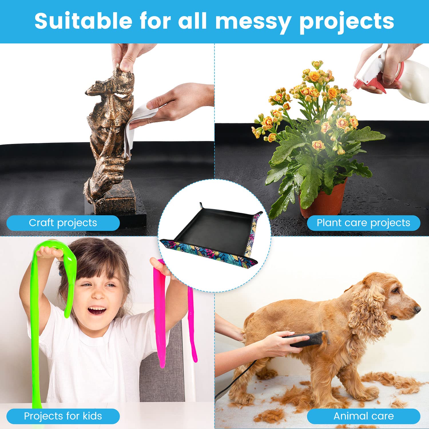 Repotting Mat for Indoor Plant Transplanting Control Mess, 26.8"X26.8" Waterproof Succulent Potting Mat Square Planting Tray Soil Change Mat Gardening Gifts for Plant Lovers
