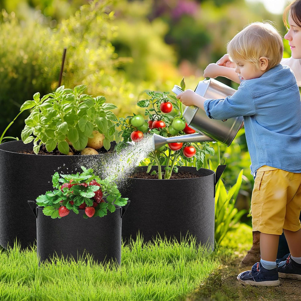 5 Gallon Grow Bags 8 Pack – 300G Thickened Fabric Plant Pots with Reinforced Handles, Breathable Drainage Planters for Vegetables, Flowers & Herbs Indoor Outdoor