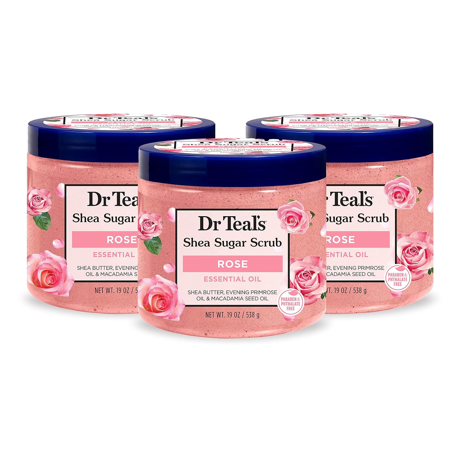 Dr Teal's Shea Sugar Body Scrub, Cannabis Sativa Hemp Seed Oil with Essential Oils, 19 oz (Pack of 3)