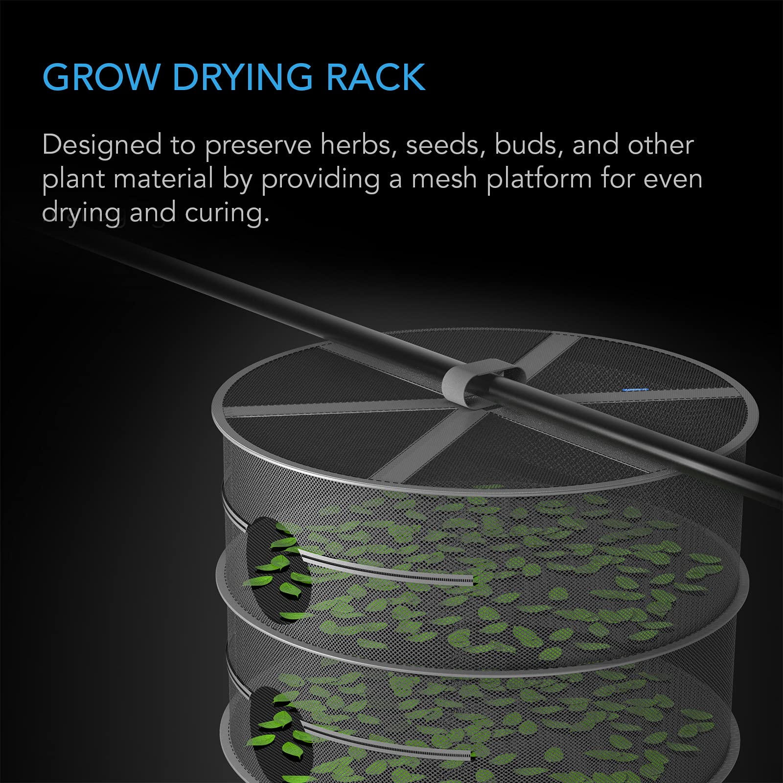 AC Infinity Herb Drying Rack, 6-Layer Hanging Mesh Net | and Buds, 24" Diameter Fit in Grow Tents Closets Hydroponics