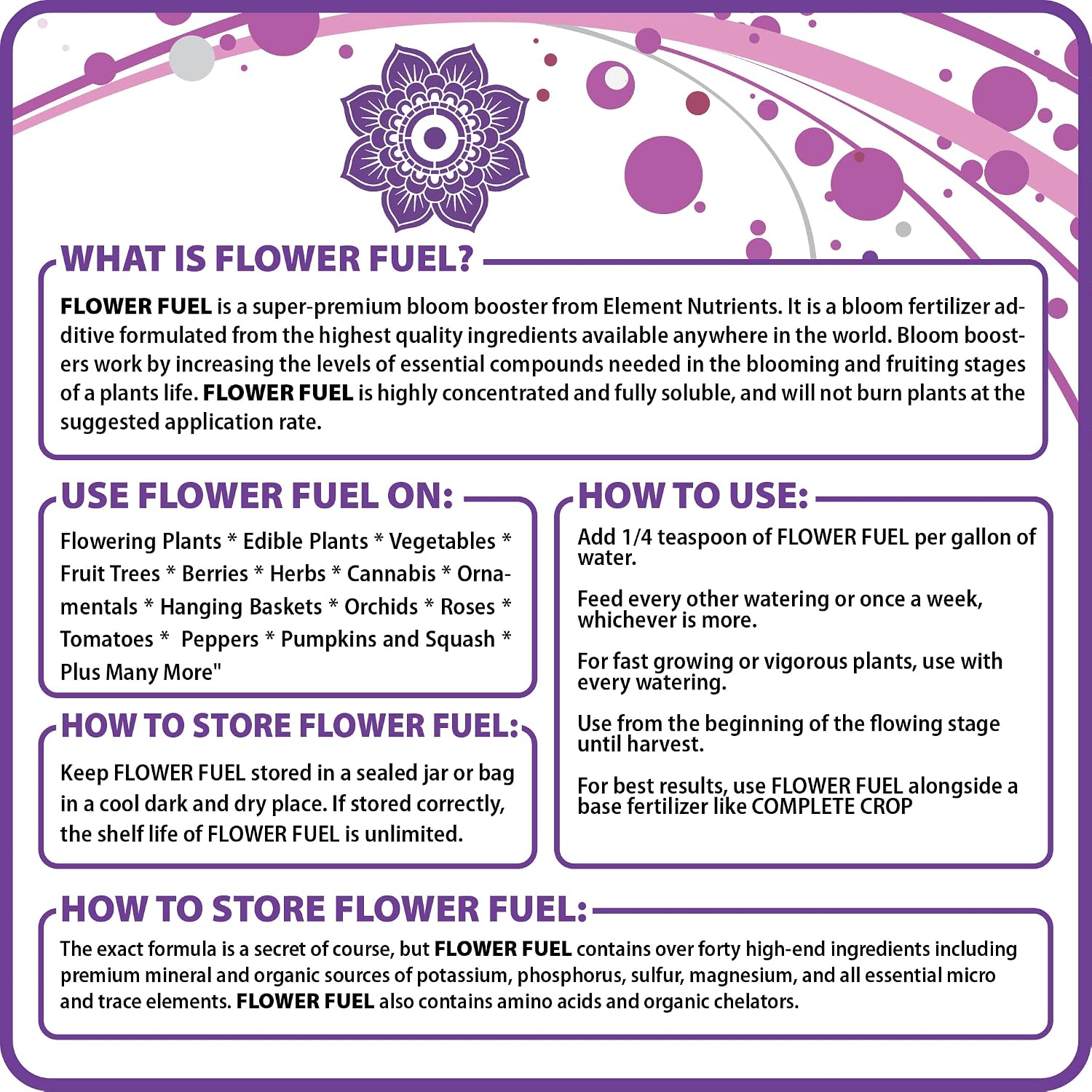 Bloom Booster and Yield Enhancer for Plants - Big, Heavy, Healthy Harvests, for Use in Soil and Hydroponics - Concentrated Phosphorus and Potassium - Flower Fuel 1-34-32, 250g