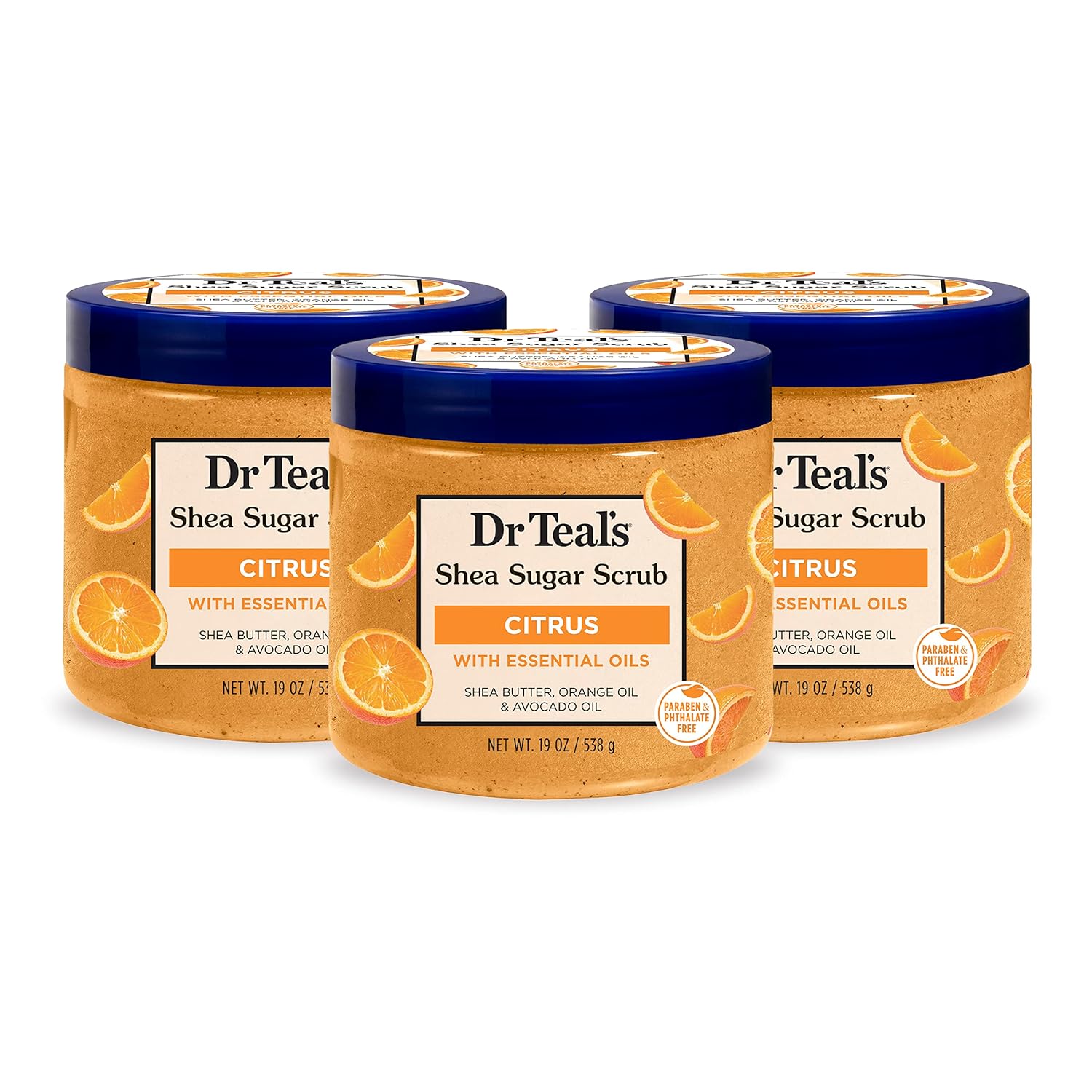 Dr Teal's Shea Sugar Body Scrub, Cannabis Sativa Hemp Seed Oil with Essential Oils, 19 oz (Pack of 3)