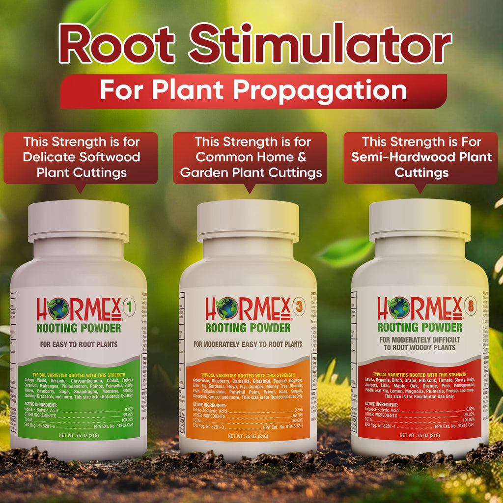 Hormex Rooting Hormone for Cuttings #16 - Max-Strength Powder (1.60% IBA) | Maximum Strength Rooting Hormone, Root Stimulator for Plants, Rooting Powder Compound for Difficult Hardwood Plants & Trees