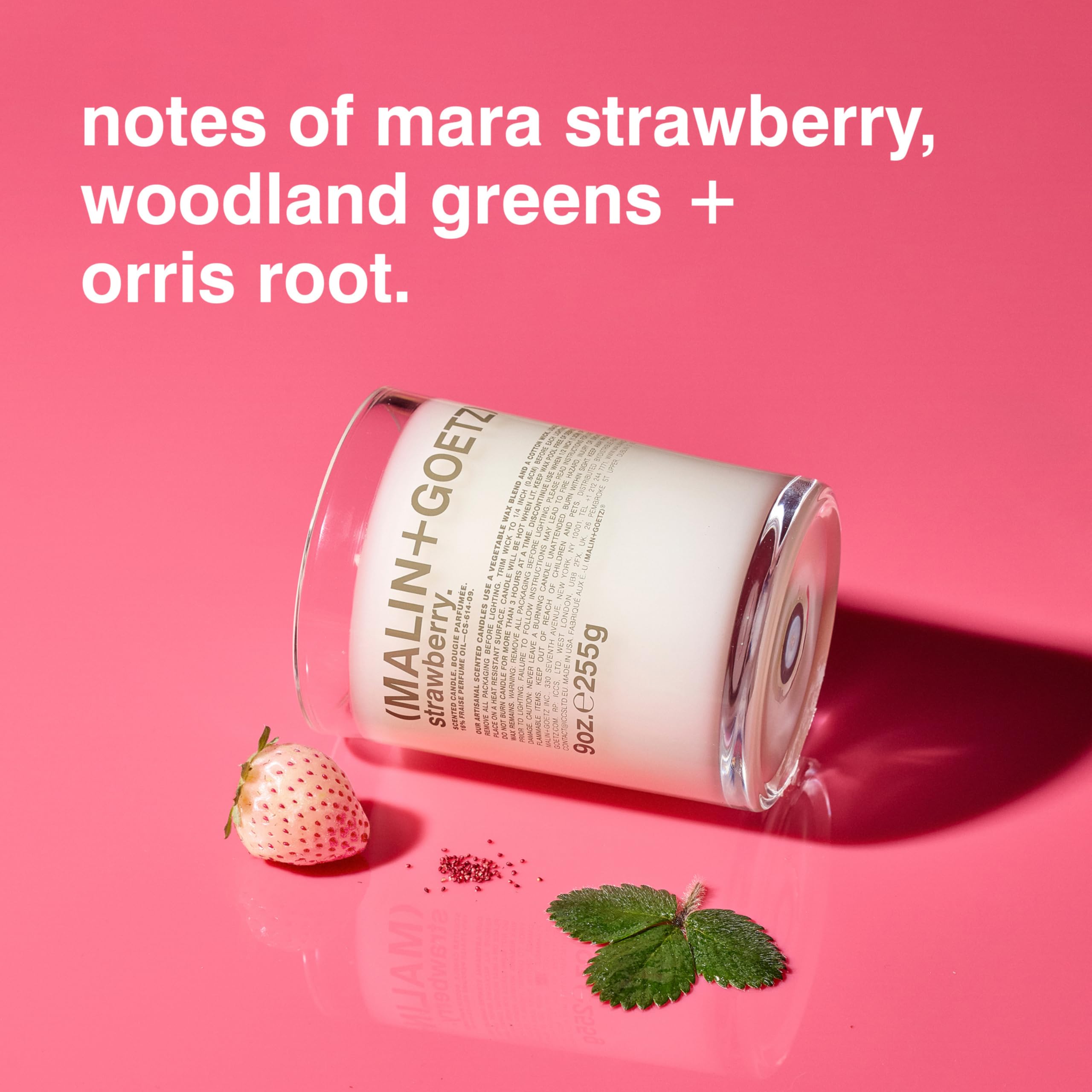 MALIN+GOETZ 9oz Scented Candle | Hand-Poured Soy Wax with Unique Fragrance Blends | Clean-Burning, Vegan & Cruelty-Free | Bergamot, Sage, Otto, Tomato, Strawberry, Cannabis, Dark Rum & Leather
