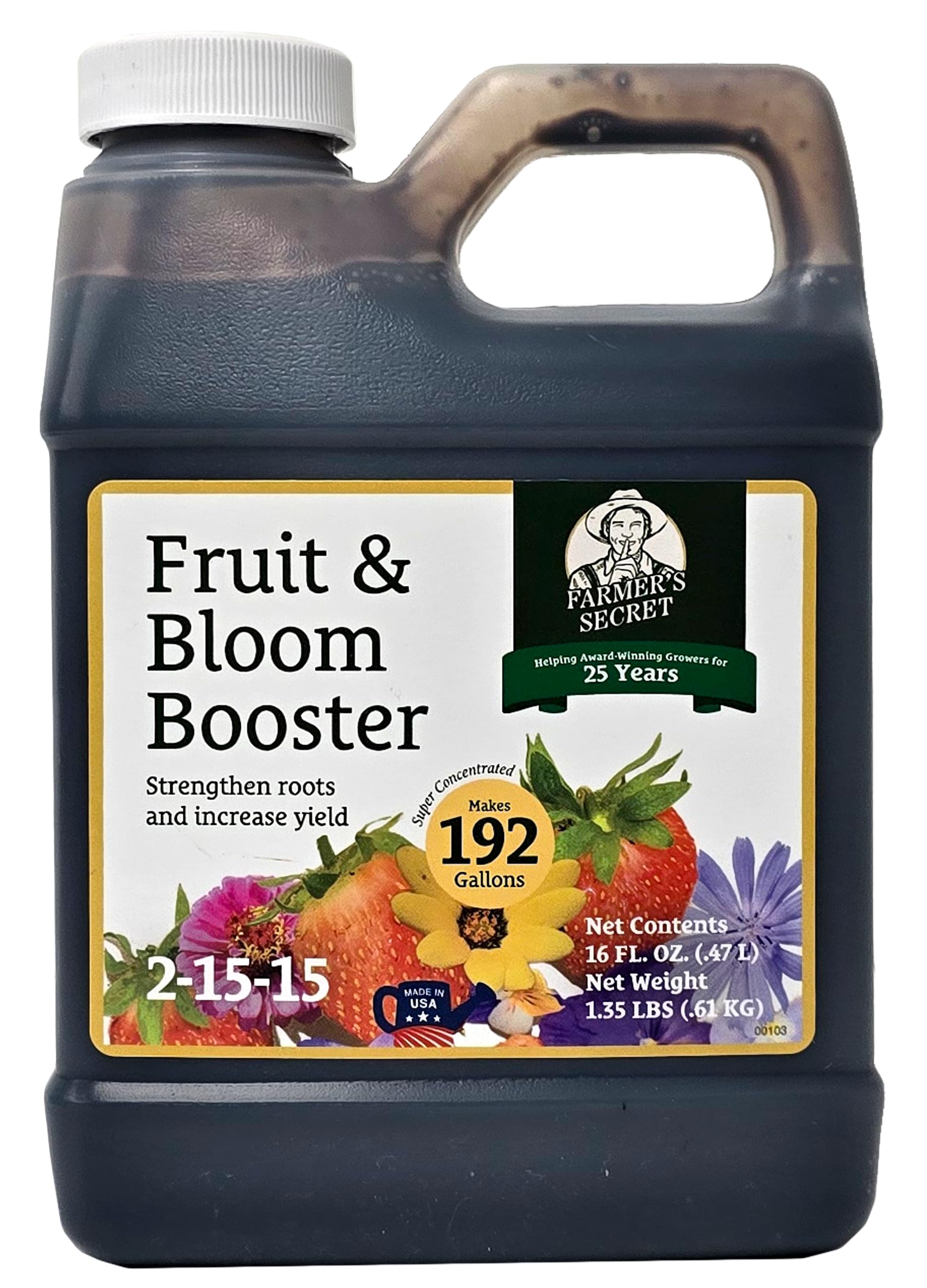 Farmer’s Secret Fruit & Bloom Booster Fertilizer - Super Concentrated - Boosts Flowering and Yield on All Varieties of Fruits, Vegetables and Flowers (32oz)