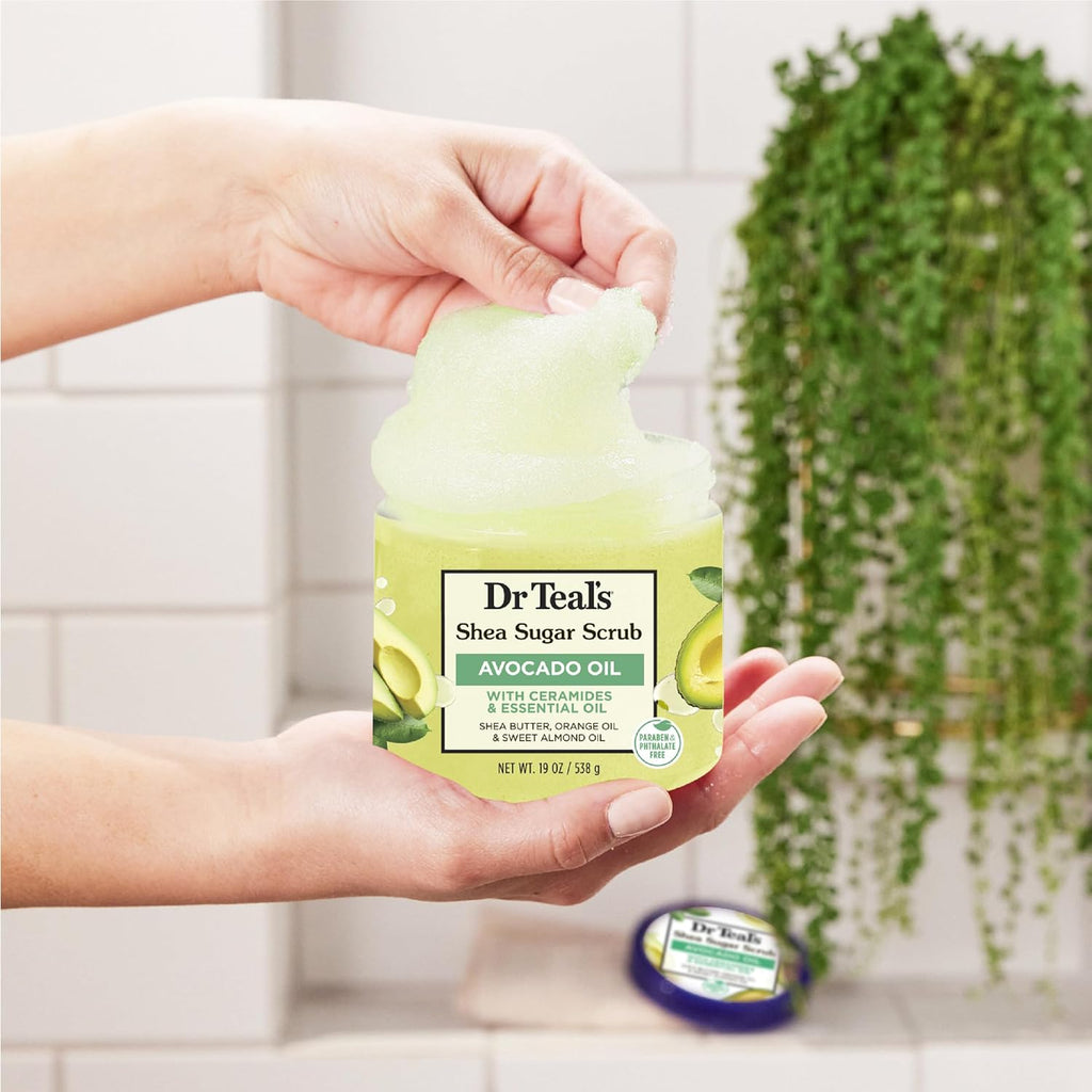 Dr Teal's Shea Sugar Body Scrub, Cannabis Sativa Hemp Seed Oil with Essential Oils, 19 oz (Pack of 3)