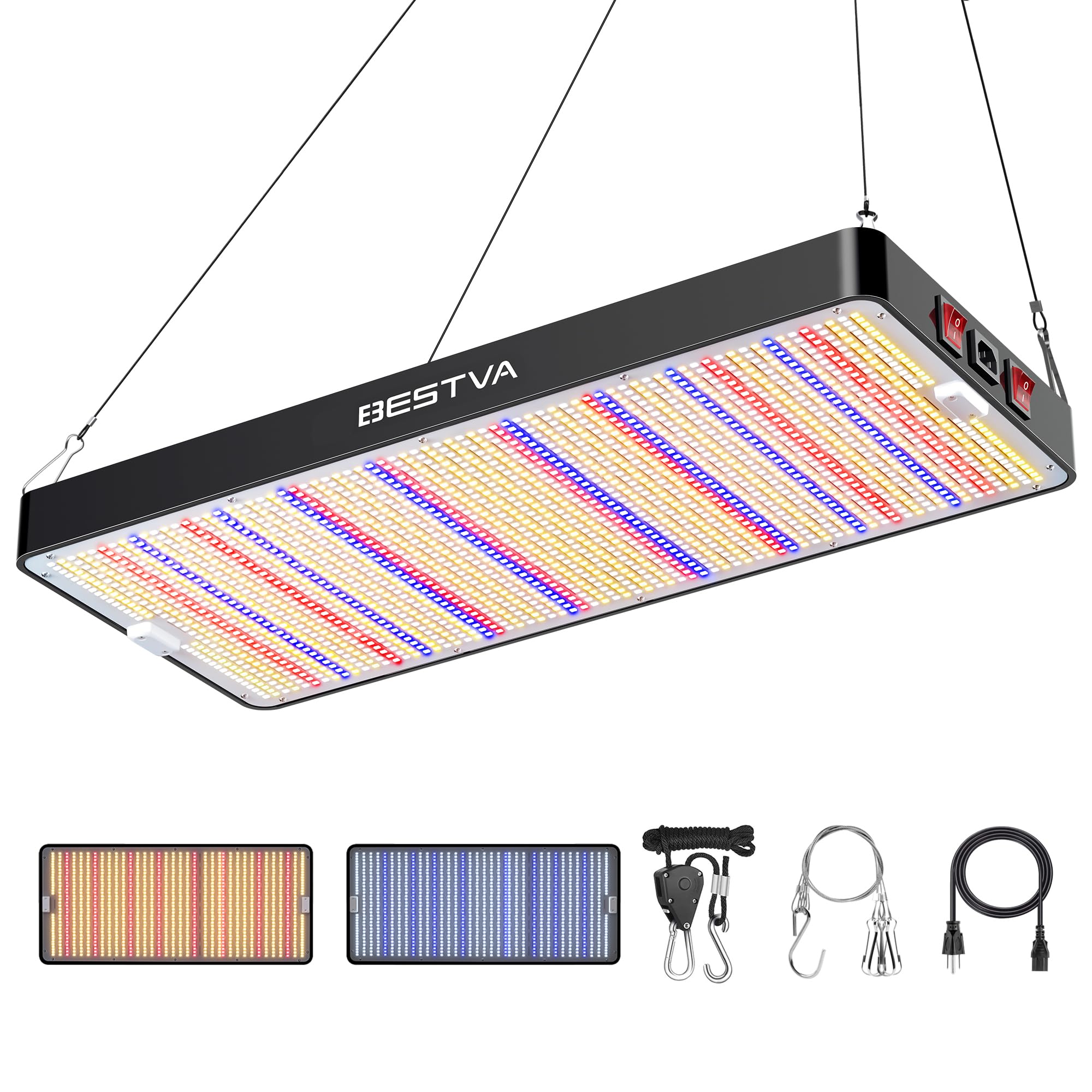DC2000 Grow Light for Indoor Plants, Dimmable Full Spectrum LED Plant Light | BESTVA 200W LED Plant Light with Veg/Bloom Mode for Indoor Growing, Plant Lamps for Seed Starting Vegetables in 3x3 Grow Tent