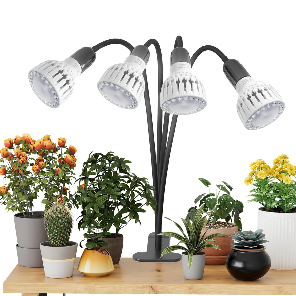 Grow Light,24W (160Watts Equiv) 5000K White Full Spectrum LED Growing Lamp Clip on Desk for Indoor Plants,Bulbs Replaceable & Non-dimmable (Black, 80Watts)