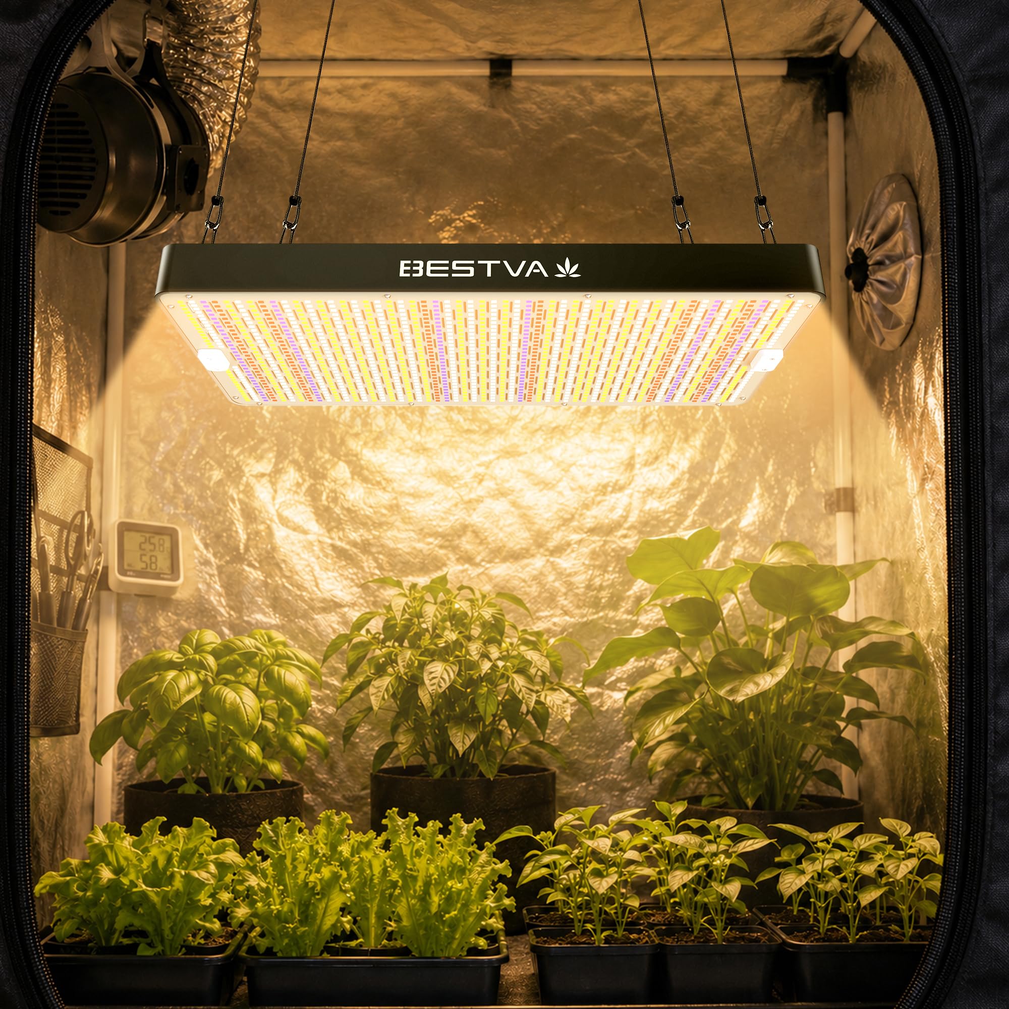 DC2000 Grow Light for Indoor Plants, Dimmable Full Spectrum LED Plant Light | BESTVA 200W LED Plant Light with Veg/Bloom Mode for Indoor Growing, Plant Lamps for Seed Starting Vegetables in 3x3 Grow Tent