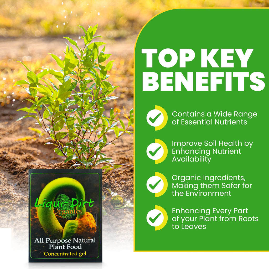 LiquiDirt Organic All-Purpose Plant Food - 100% Bio-Digested Liquid Fertilizer for Indoor Houseplants, Succulents, Herbs & Garden - Won't Burn Roots - Makes 250+ Gallons