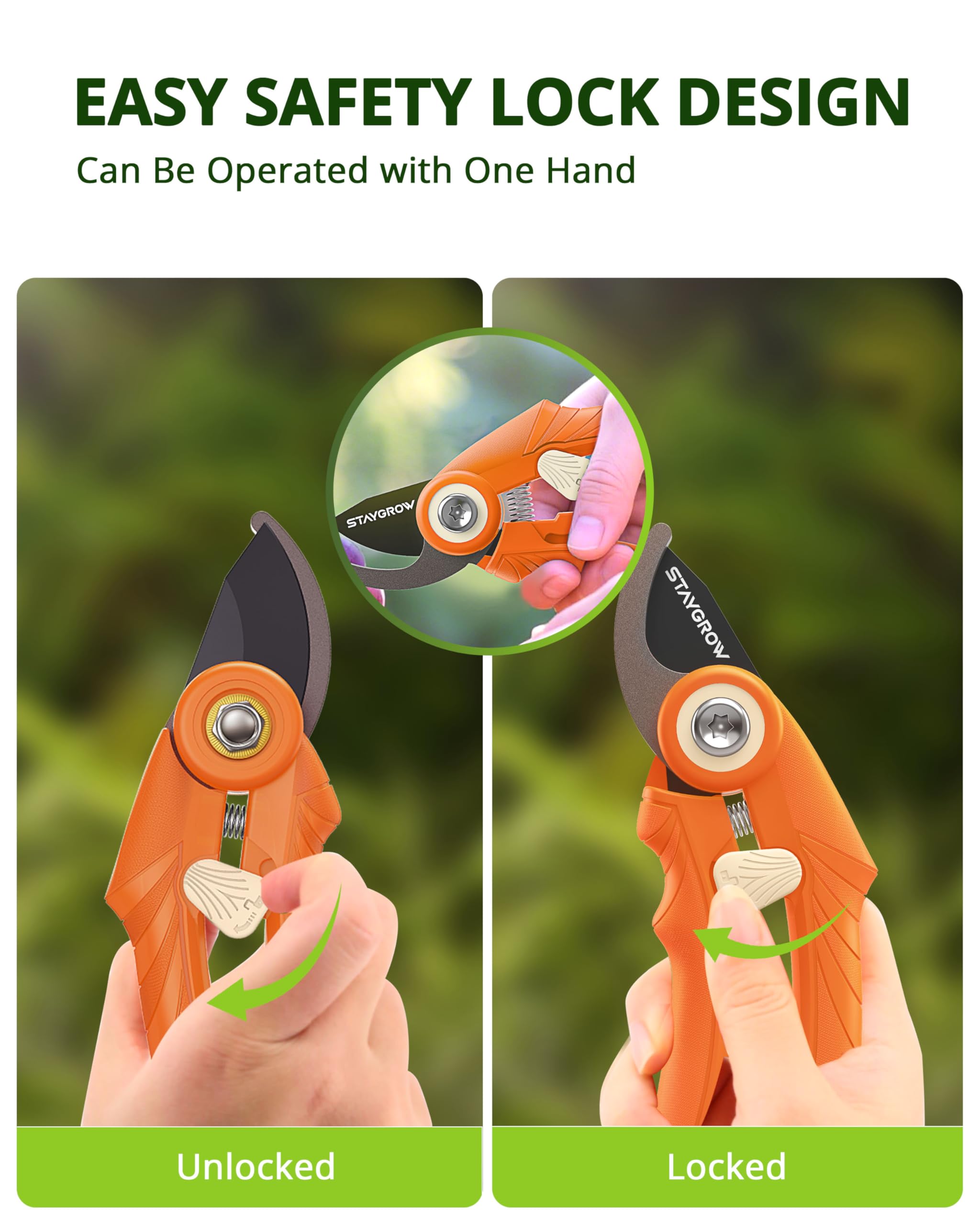 2pcs 6.5" Pruning Shears for Gardening Ultra Sharp Garden Scissors | Plant Snips for Precise Cuts, Stainless Steel Bonsai Clippers with Spring Loaded, Garden Shears (1pc Straight & 1pc Curved)
