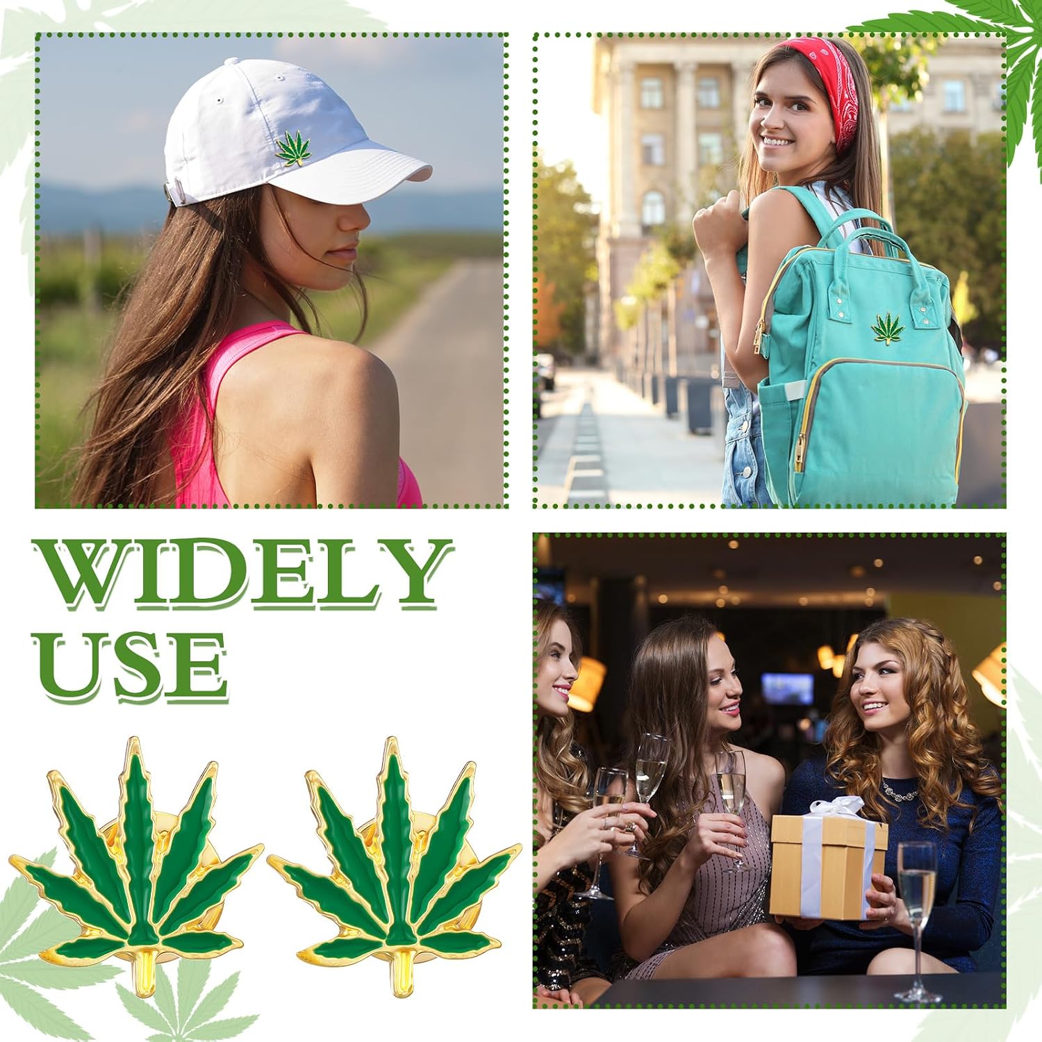 24 Sets Marijuana Accessory 420 Weed Accessories Marijuana Leaf Enamel Lapel Pin with Cards and Bags for Men Women Clothes Bags Hats Cannabis Gifts Weed Party Decorations Jamaica Favors for Adults