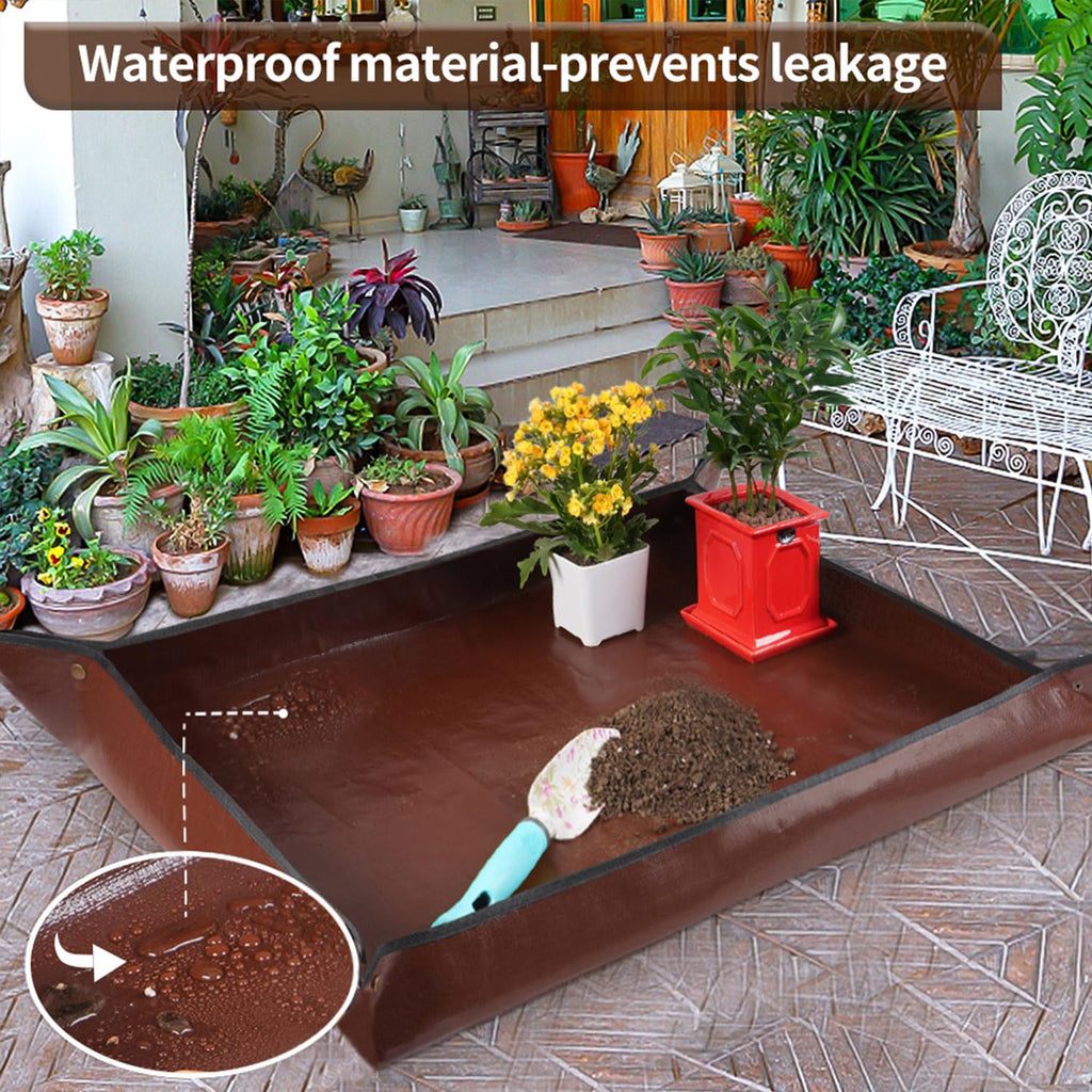 Repotting Mat for Indoor Plant Transplanting Control Mess, 26.8"X26.8" Waterproof Succulent Potting Mat Square Planting Tray Soil Change Mat Gardening Gifts for Plant Lovers