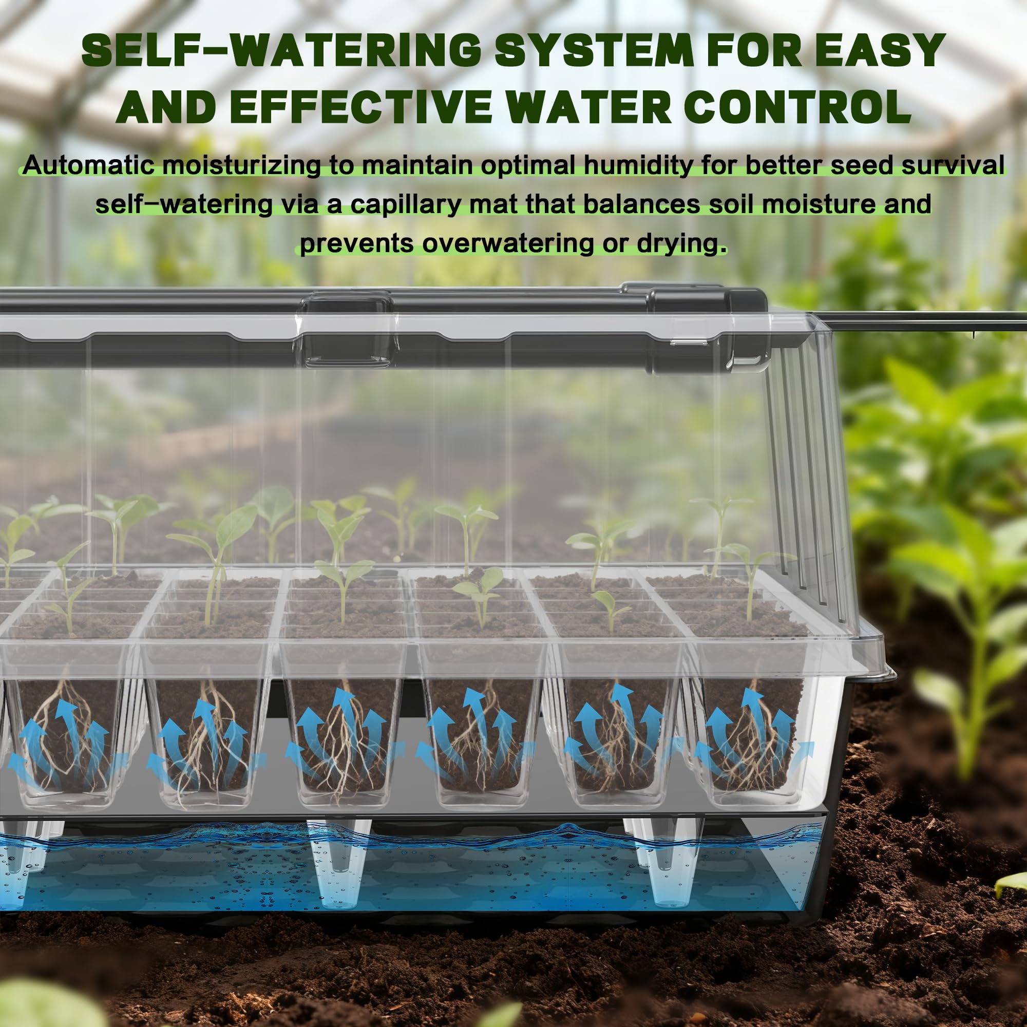120-Cell Self-Watering Seed Starter Tray with Grow Lights, Upgraded 1–24H Timer, Seed Trays with Humidity Dome, Indoor Gardening System, Starter Kit for Seeds, Plant Germination