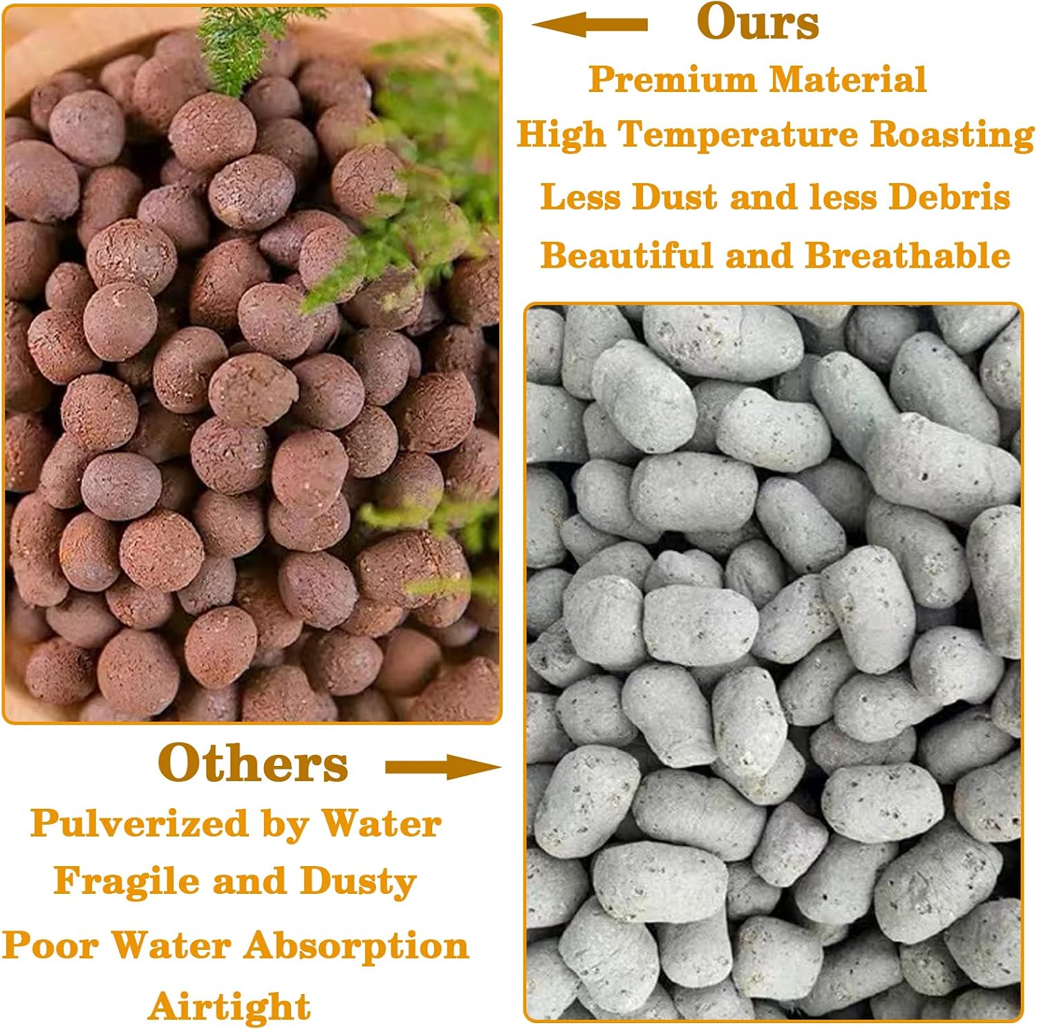 10LB Leca Clay Pebbles for Plants 4mm-16mm Clay Balls for Hydroponic | Drainage, Reusable, Aeration, Moisture Retention, Lightweight, Natural Leca for Orchids, Succulents, Terrariums, Aquaponics