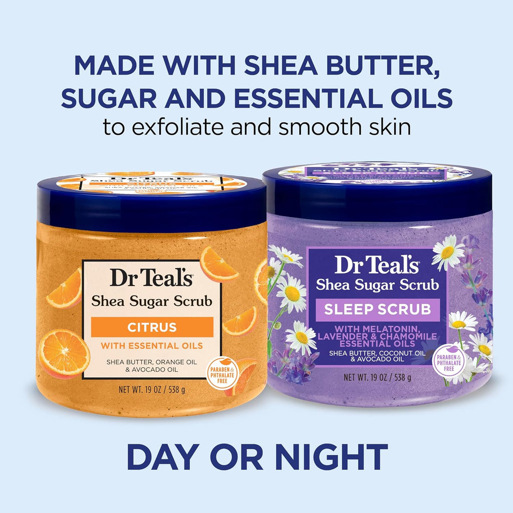 Dr Teal's Shea Sugar Body Scrub, Cannabis Sativa Hemp Seed Oil with Essential Oils, 19 oz (Pack of 3)