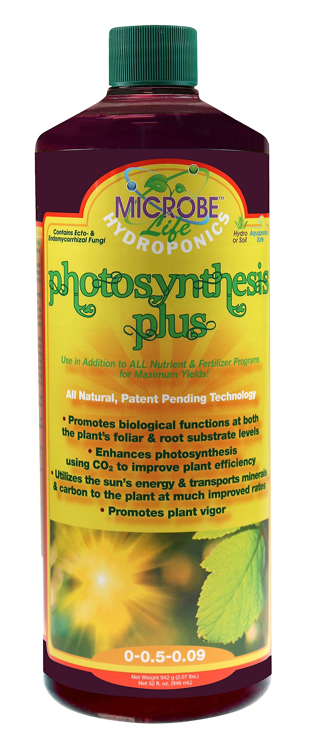 Microbe Life Hydroponics Premium Photosynthesis Plus to Grow Fruits, Vegetables, and Herbs, The Best Professional Big Bud Grow, Use with Any Feeding Systems Including Hydroponics or Soil, 16 Ounces