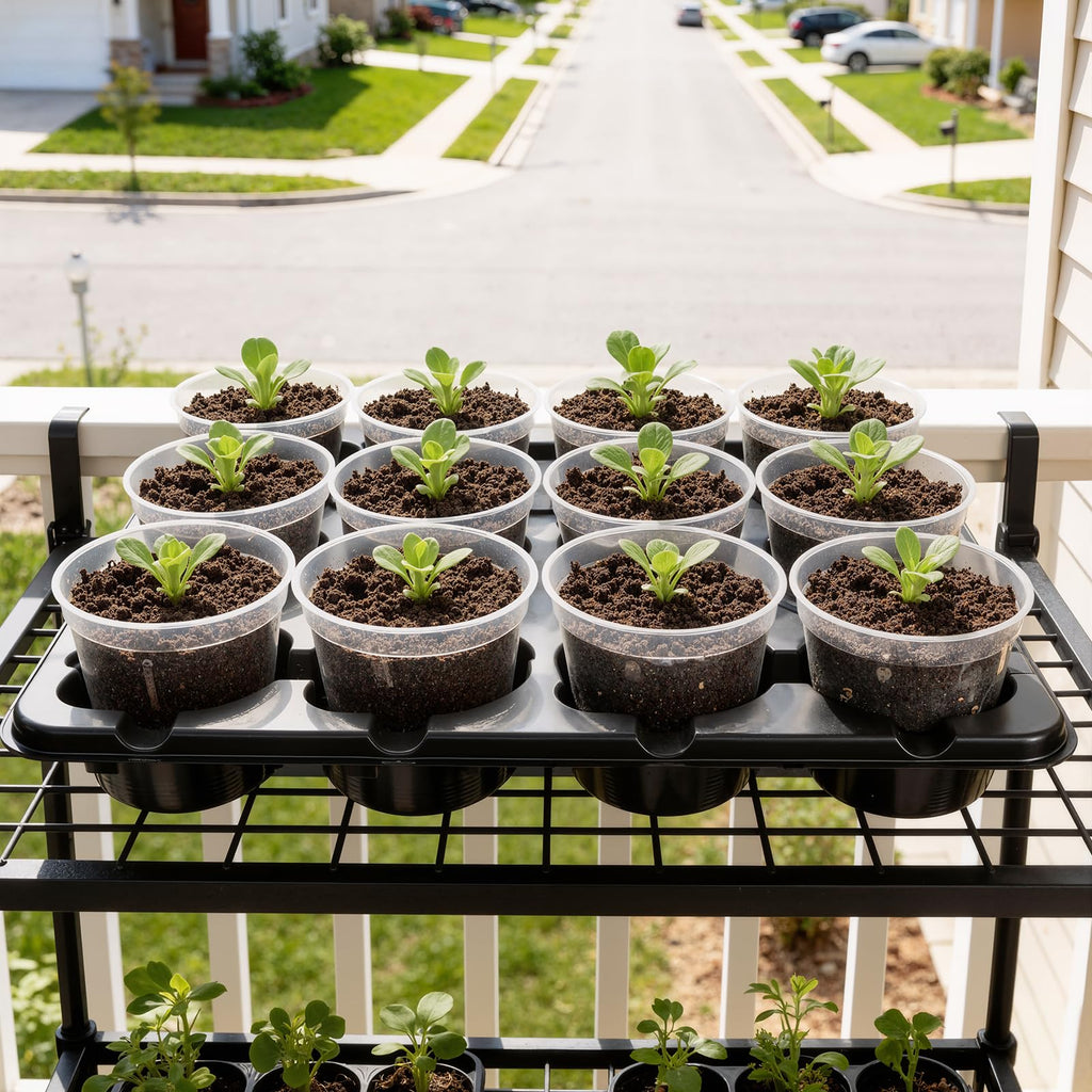 4 Pack 20 Cell Seed Starting Trays with 4 Vented Humidity Domes | Compatible with standard 3 inch nursery pots. Thick reusable trays have deep cells, raised bases and adjustable dome vents.