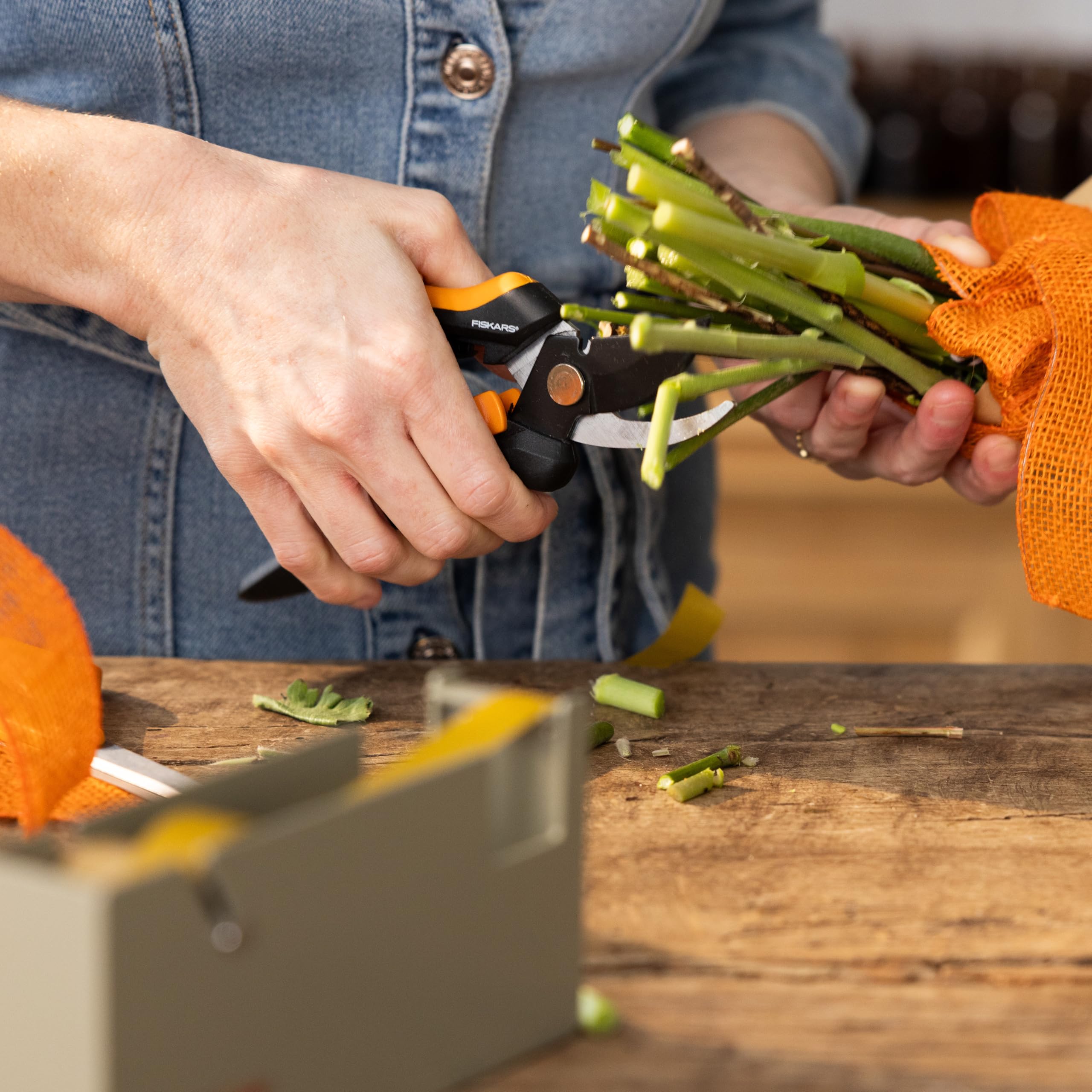 Fiskars 6" Non-Stick Pruning Snips, Resin-Resistant Garden Scissors