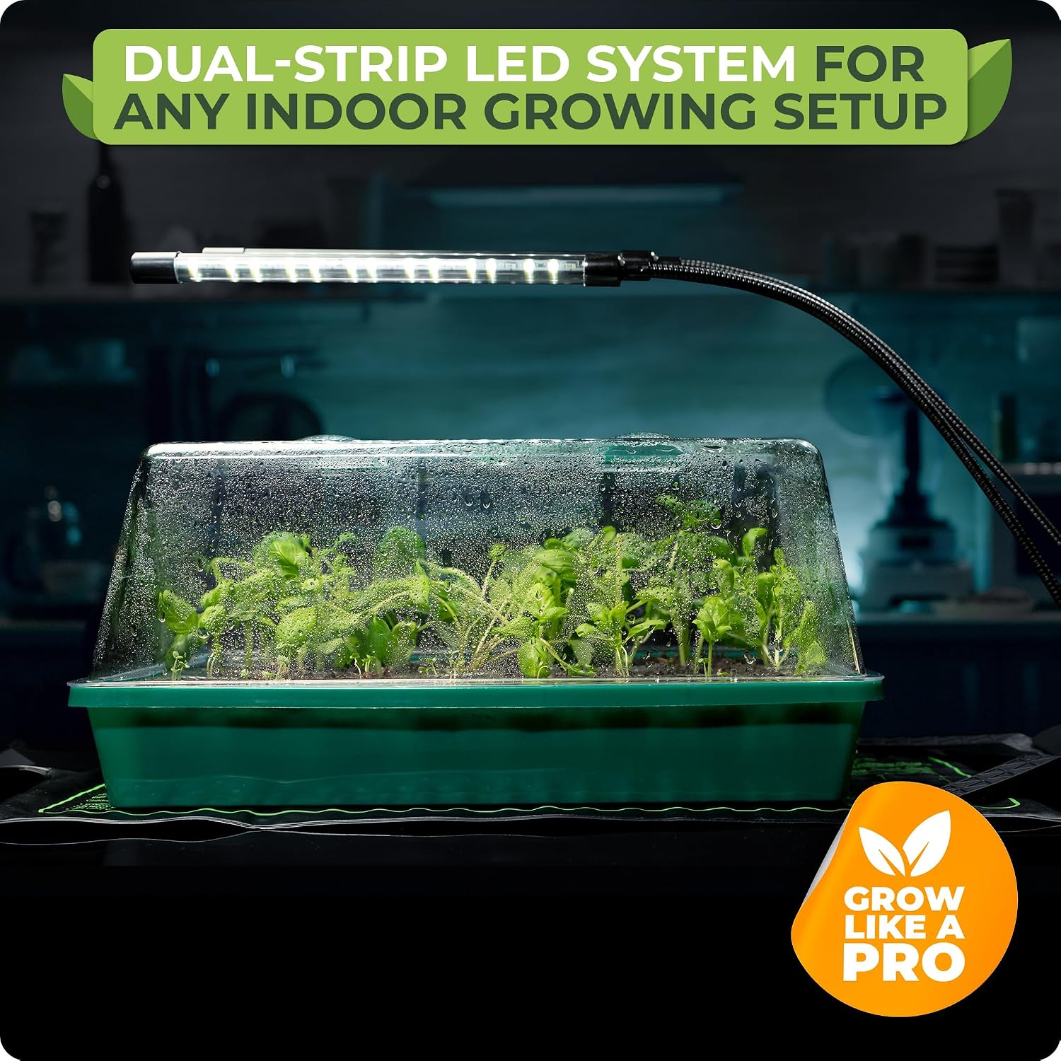 Seed Starter Tray with Grow Lights and Heating Mat - 40 Cell Plant Germination Tray with 4.7" Humidity Dome Seed Starter Kit for Indoor Seed Starting and Propagation
