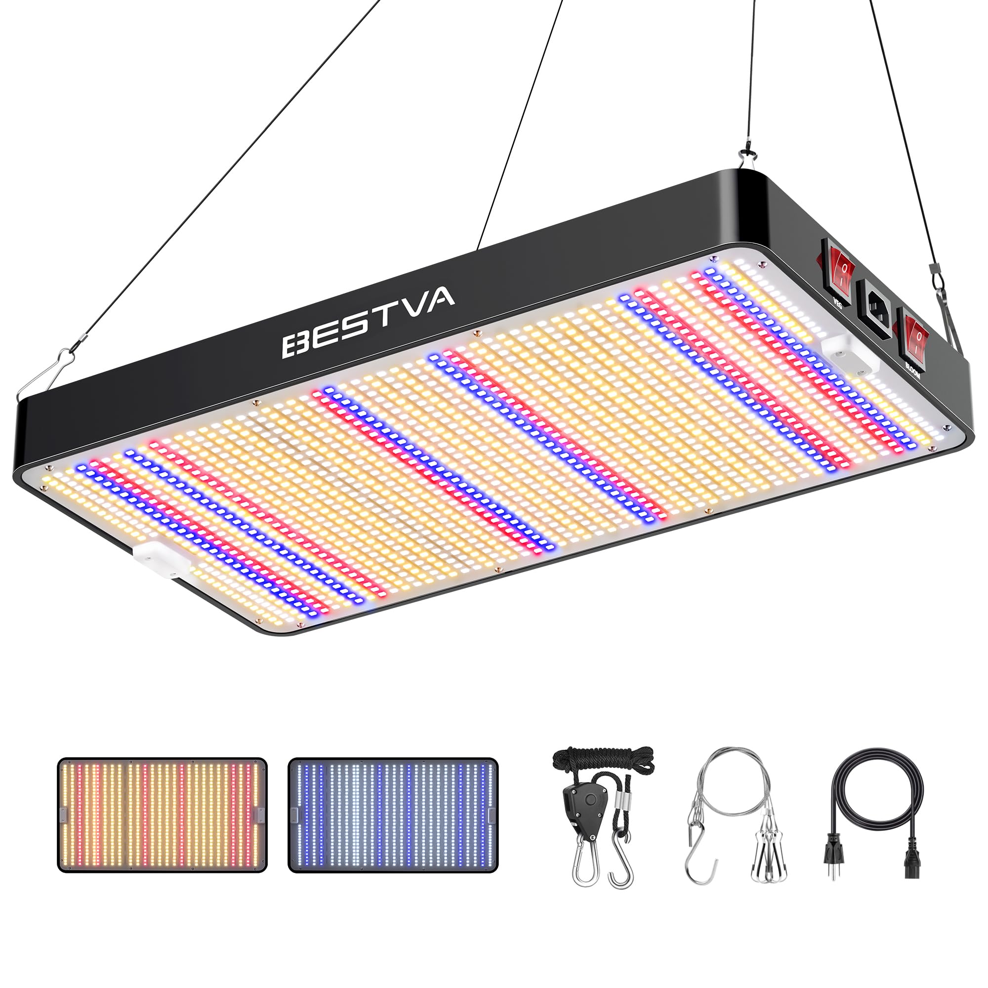DC2000 Grow Light for Indoor Plants, Dimmable Full Spectrum LED Plant Light | BESTVA 200W LED Plant Light with Veg/Bloom Mode for Indoor Growing, Plant Lamps for Seed Starting Vegetables in 3x3 Grow Tent