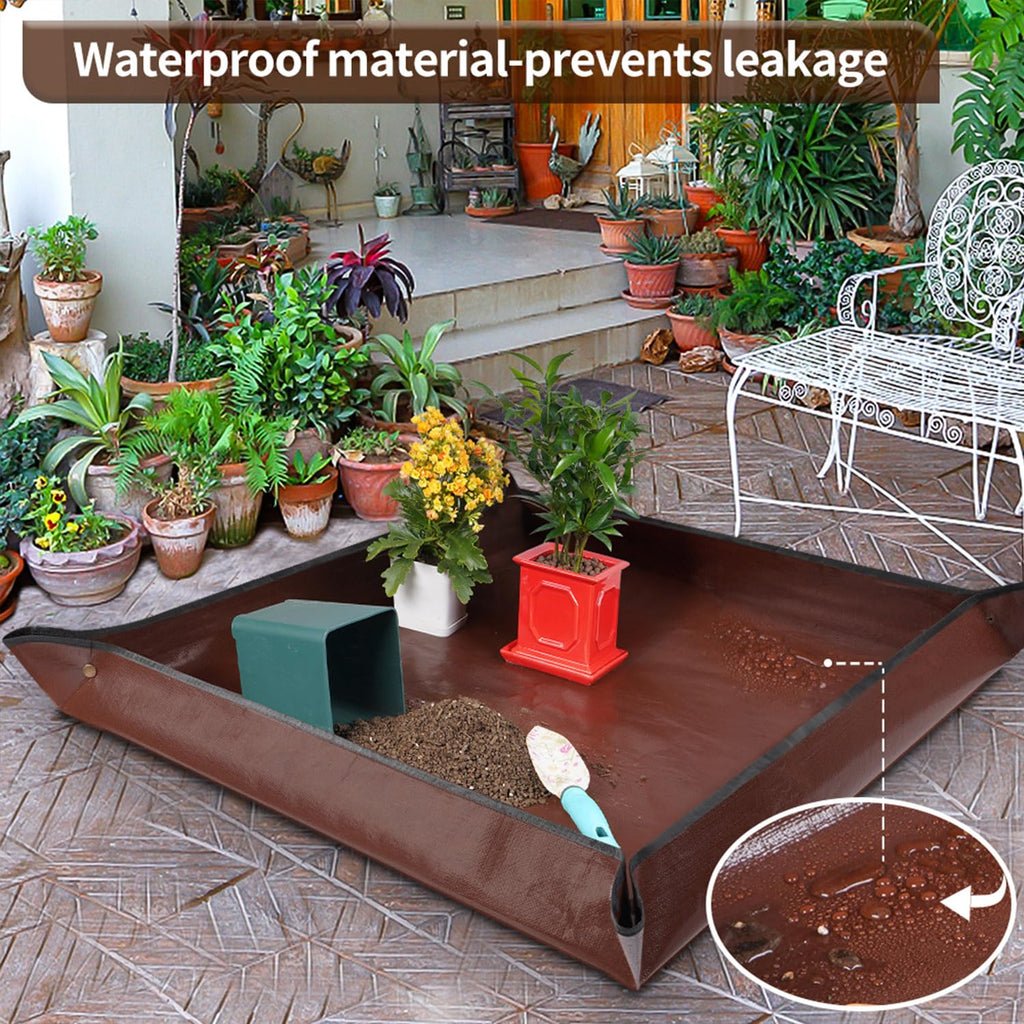 Repotting Mat for Indoor Plant Transplanting Control Mess, 26.8"X26.8" Waterproof Succulent Potting Mat Square Planting Tray Soil Change Mat Gardening Gifts for Plant Lovers