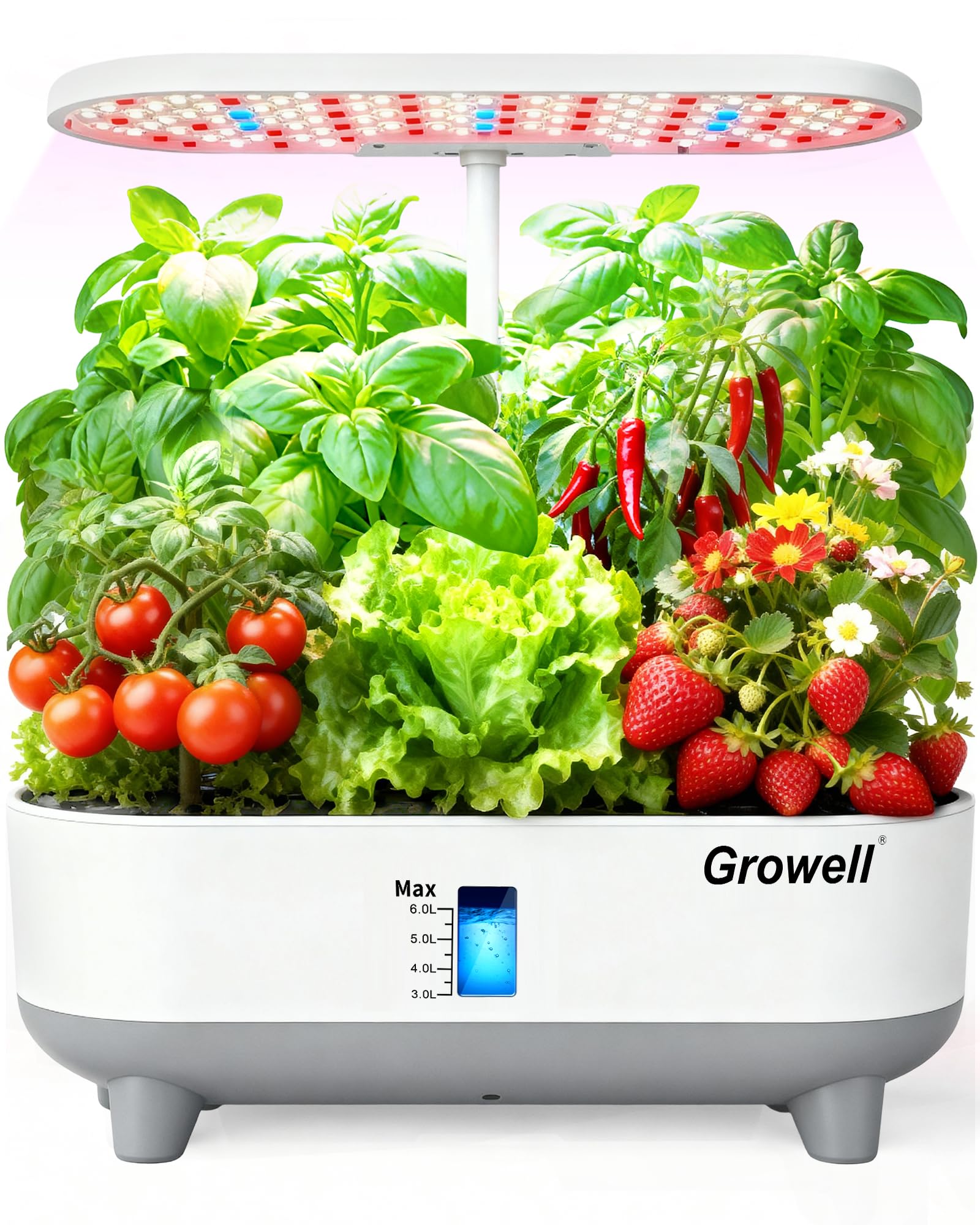 Growell 16 Pods Hydroponics Growing System Kit with 3 Light Modes & 2 Timer | Smart Water Circulation, LED Grow Light, 8L Large Water Tank, Coutertop, Indoor Herb Garden, Perfect Gardening Gifts, Black