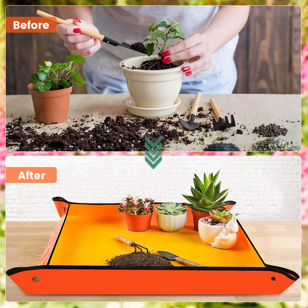 Repotting Mat for Indoor Plant Transplanting Control Mess, 26.8"X26.8" Waterproof Succulent Potting Mat Square Planting Tray Soil Change Mat Gardening Gifts for Plant Lovers