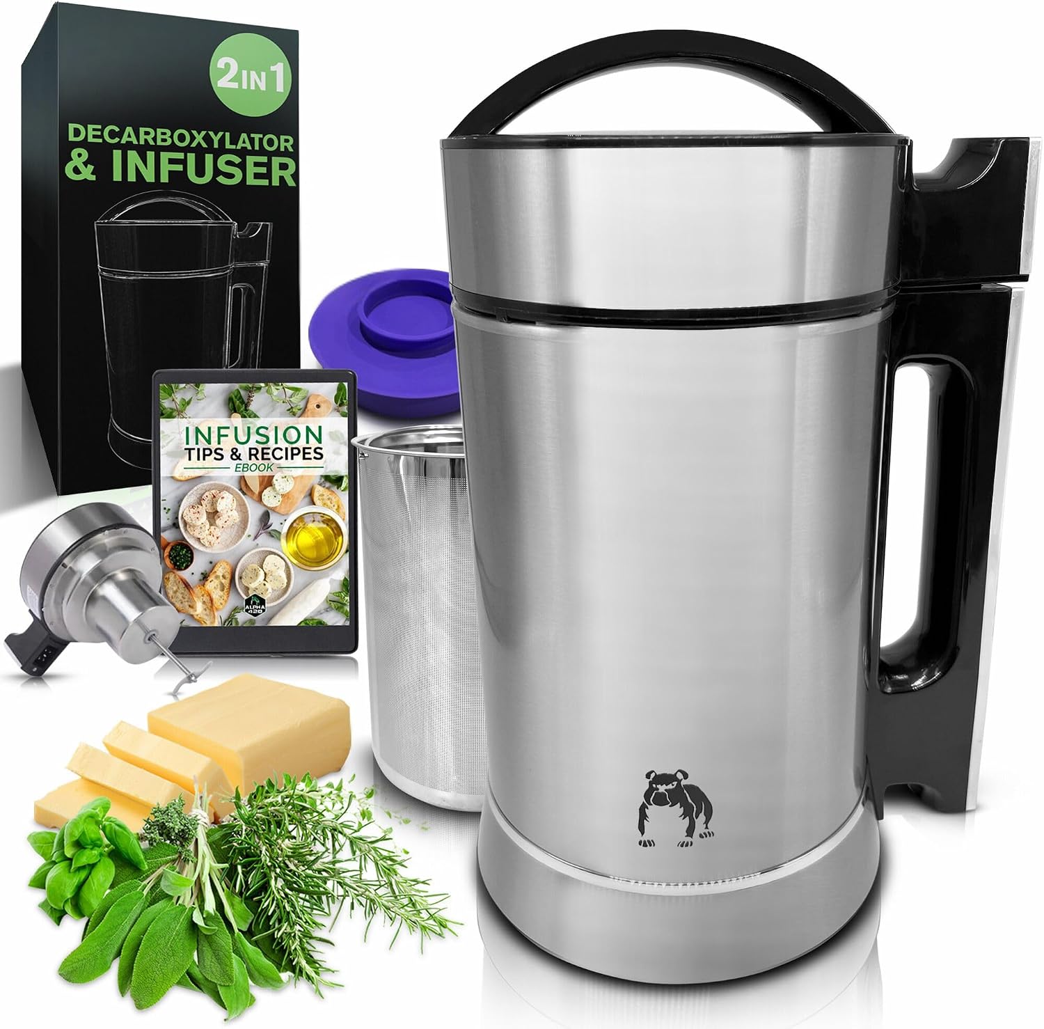 2 in 1 Decarboxylator Infuser Machine, Butter Maker, Oil Infuser EdiWhip | Easy Butter Decarboxylation & infusions Maker, Herb Extractor, Includes Recipe eBook