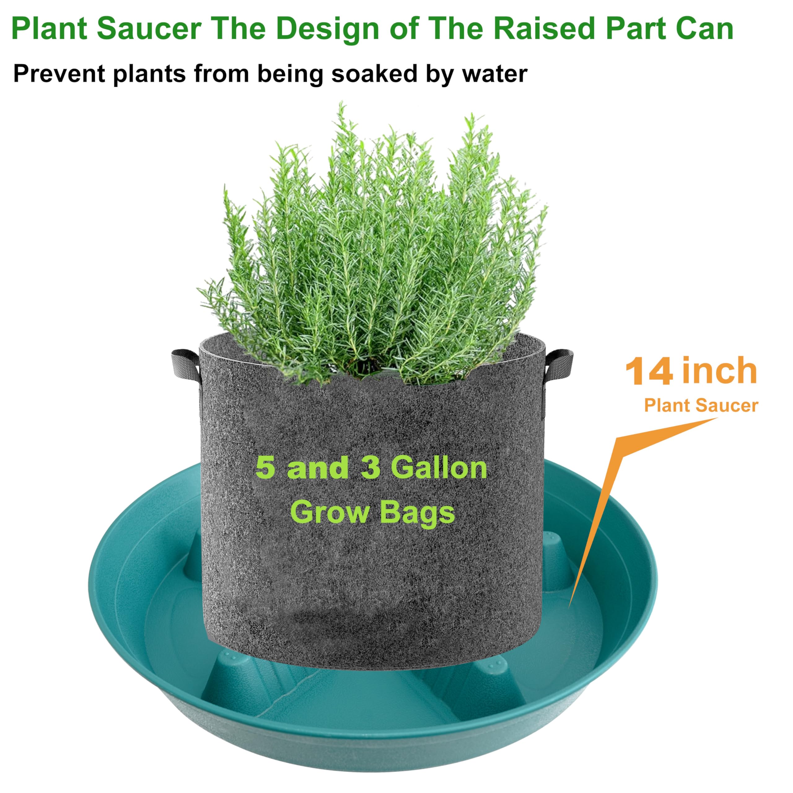 4 Pack Plant Saucer 8 inch, 10 12 14 17 inch, Plant Stand Plastic Plant Saucers for Indoors Outdoor, Heavy Duty Flower Planter Drip Trays for Pots, Pot Saucers for Plants, Grow Bags Saucers