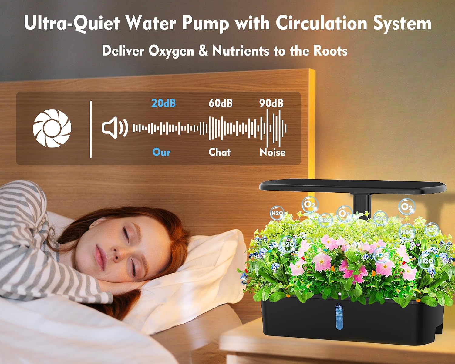 Hydroponics Growing System Kit 12 Pods Indoor Garden, Hydroponic Indoor Herb Garden Kit with Grow Light, Smart in Door Gardening Gifts for Women, Adjustable Height, Auto Timer, Quiet Pump