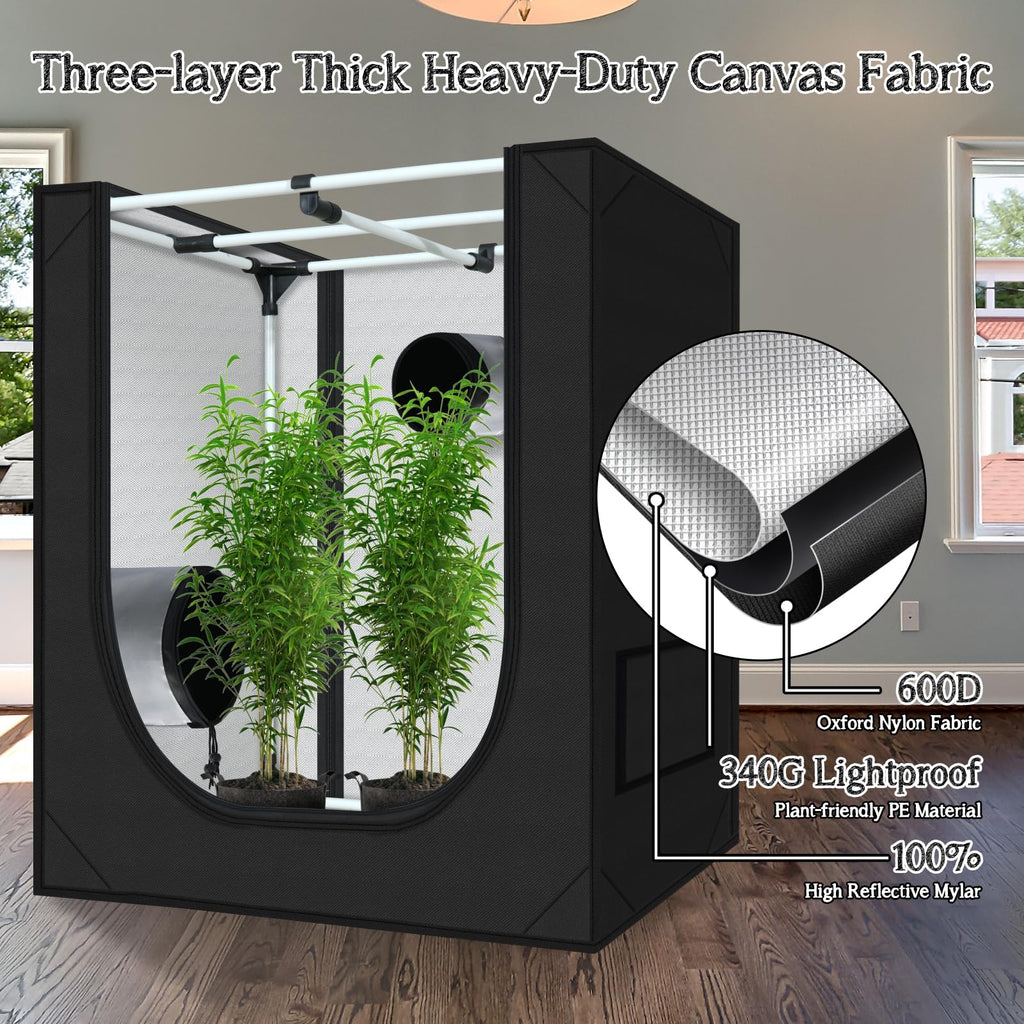 zazzy 3'X3' Grow Tent 32"x32"x63", High Reflective Mylar Growing Tent | Observation Window, Removable Floor Tray and Tool Bag for Planting Indoor Fruit Flower Veg