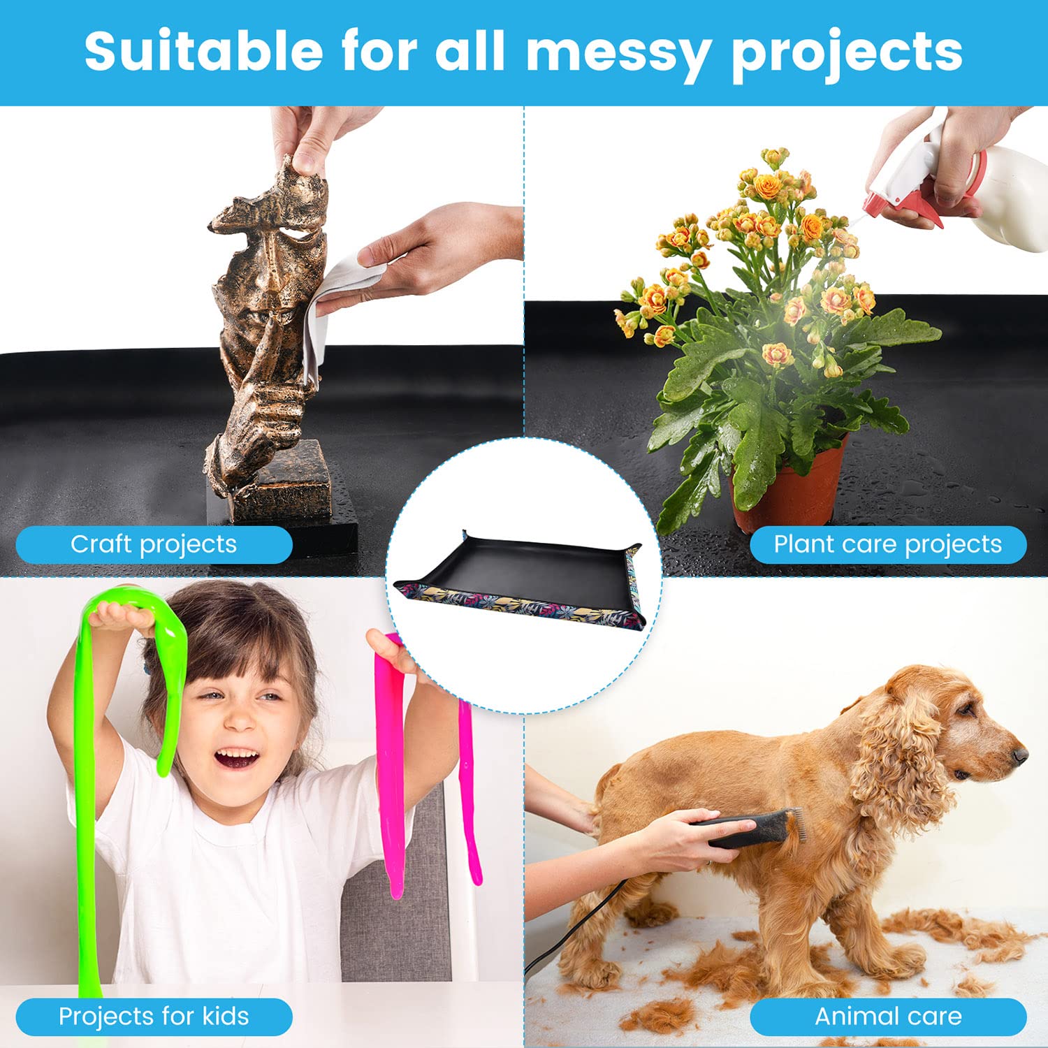 Repotting Mat for Indoor Plant Transplanting Control Mess, 26.8"X26.8" Waterproof Succulent Potting Mat Square Planting Tray Soil Change Mat Gardening Gifts for Plant Lovers