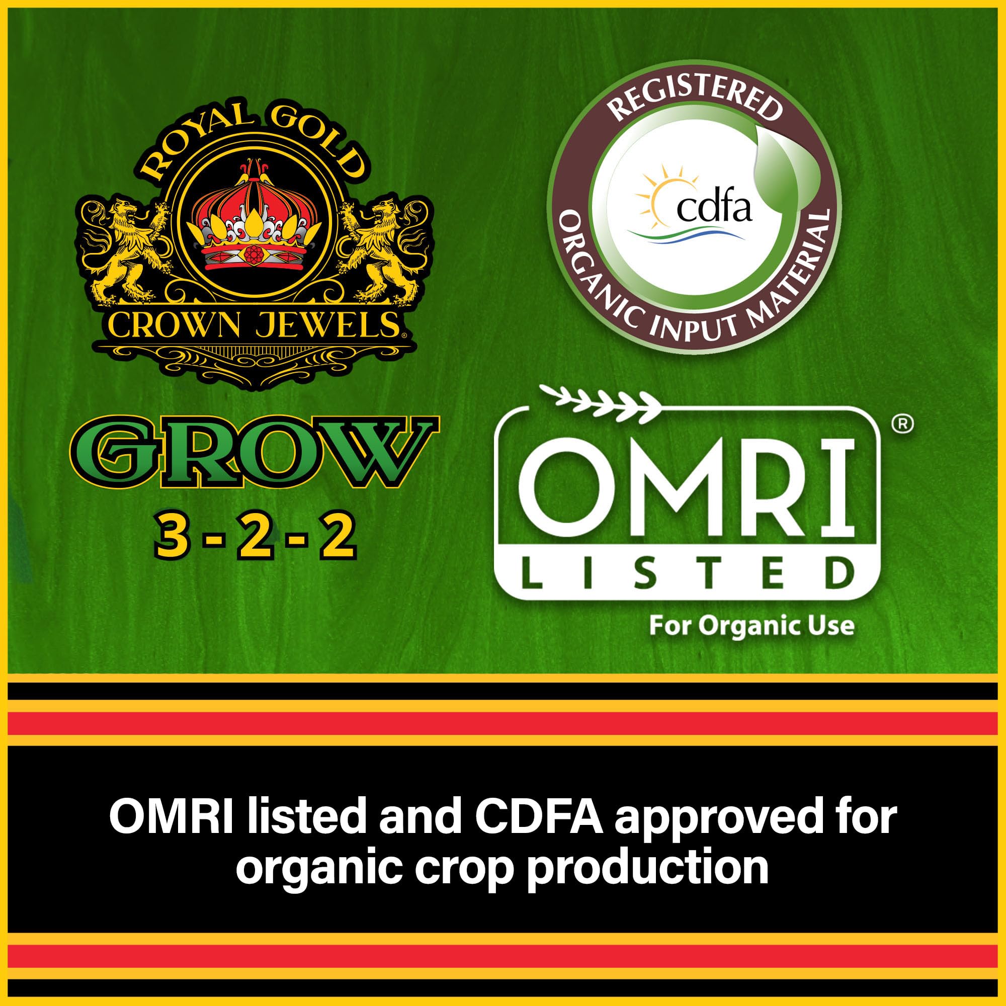 Royal Gold Crown Jewels Organic Grow 3-2-2 Dry Soluble Fertilizer, 5 lbs - Best for Improving Soil Before Planting, Encouraging Vigorous Growth and Plant Feeding