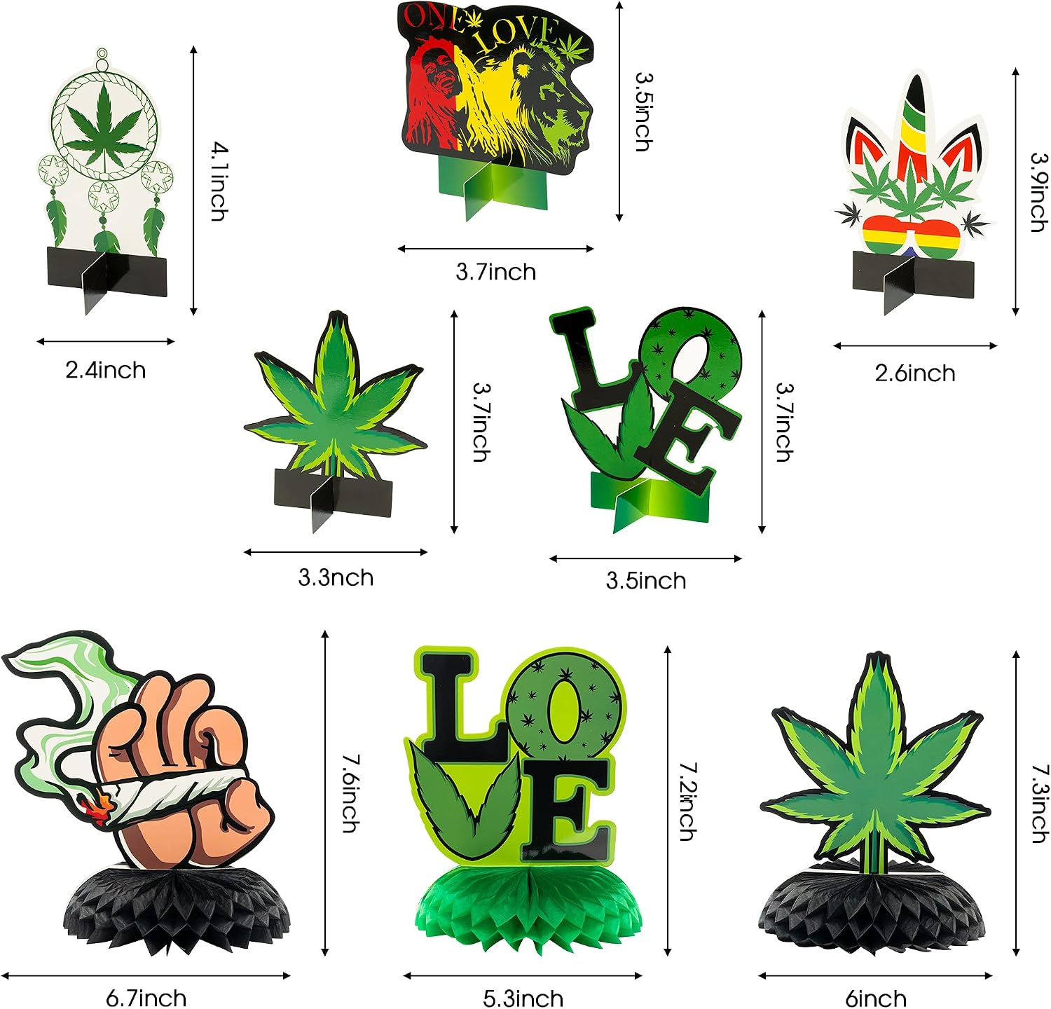 12Pcs Weed Themed Honeycomb Centerpieces Table Toppers Smoking Marijuana Green Pot Leaves Cannabis Stoner 420 Have a Dope Birthday Party Decorations Supplies Photo Booth Props for Adults