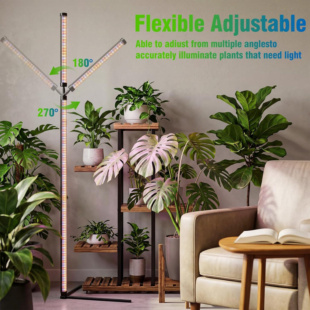 36W Standing Grow Light for Indoor Plants, 65'' Adjustable Tall Grow Light with Stand, 3 Light Modes & 10 Dimmable Levels, Floor Grow Light with Timer for Large Indoor Plants, Herbs, Corners