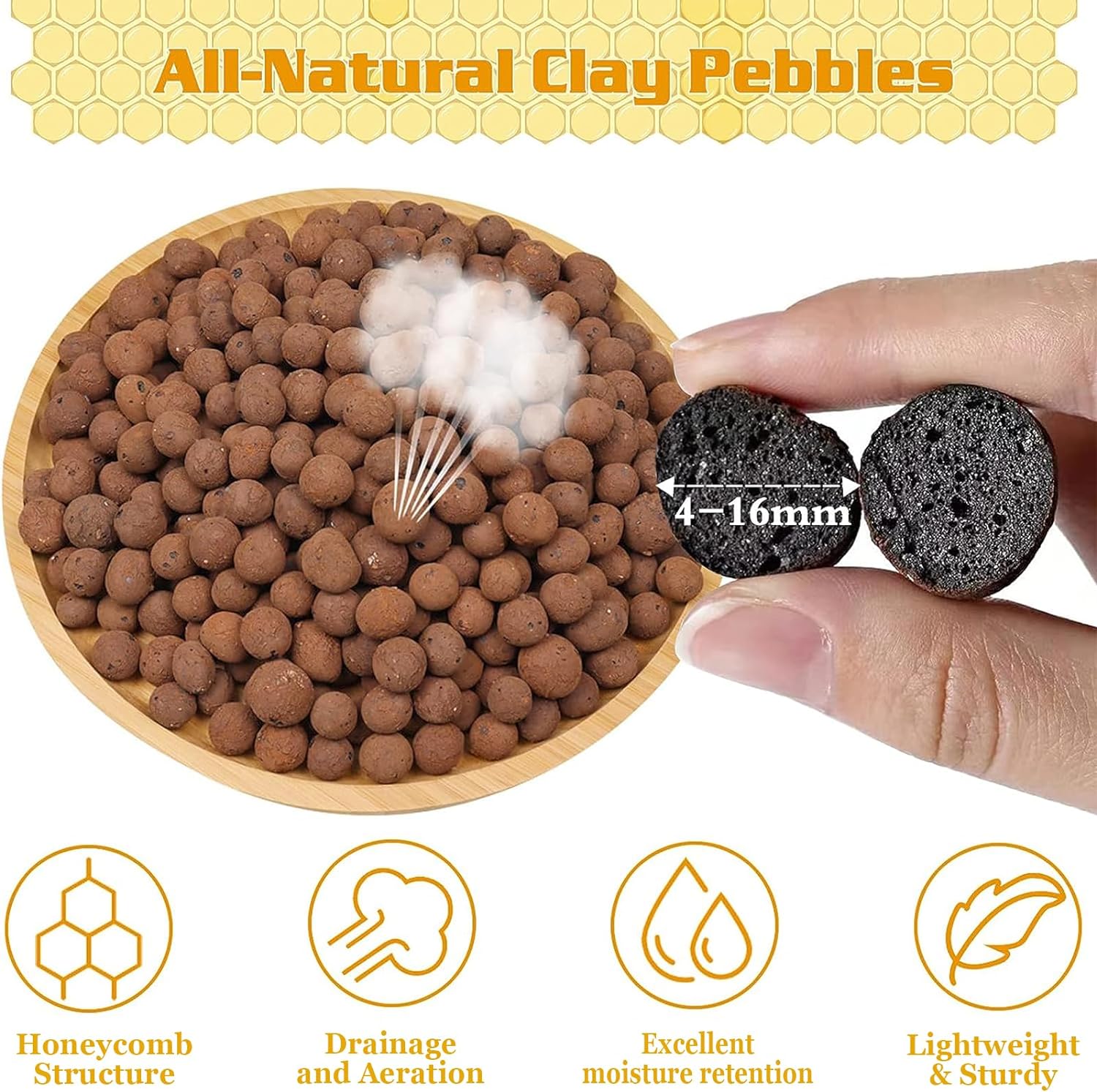 10LB Leca Clay Pebbles for Plants 4mm-16mm Clay Balls for Hydroponic | Drainage, Reusable, Aeration, Moisture Retention, Lightweight, Natural Leca for Orchids, Succulents, Terrariums, Aquaponics