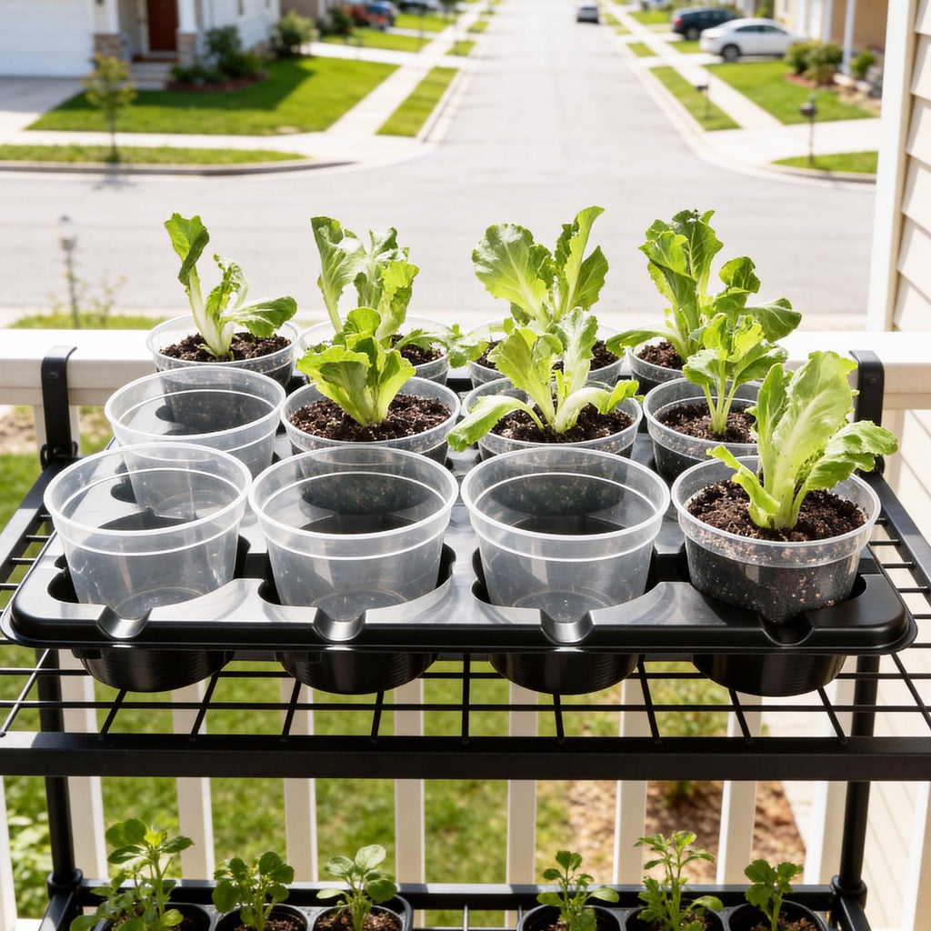 4 Pack 20 Cell Seed Starting Trays with 4 Vented Humidity Domes | Compatible with standard 3 inch nursery pots. Thick reusable trays have deep cells, raised bases and adjustable dome vents.