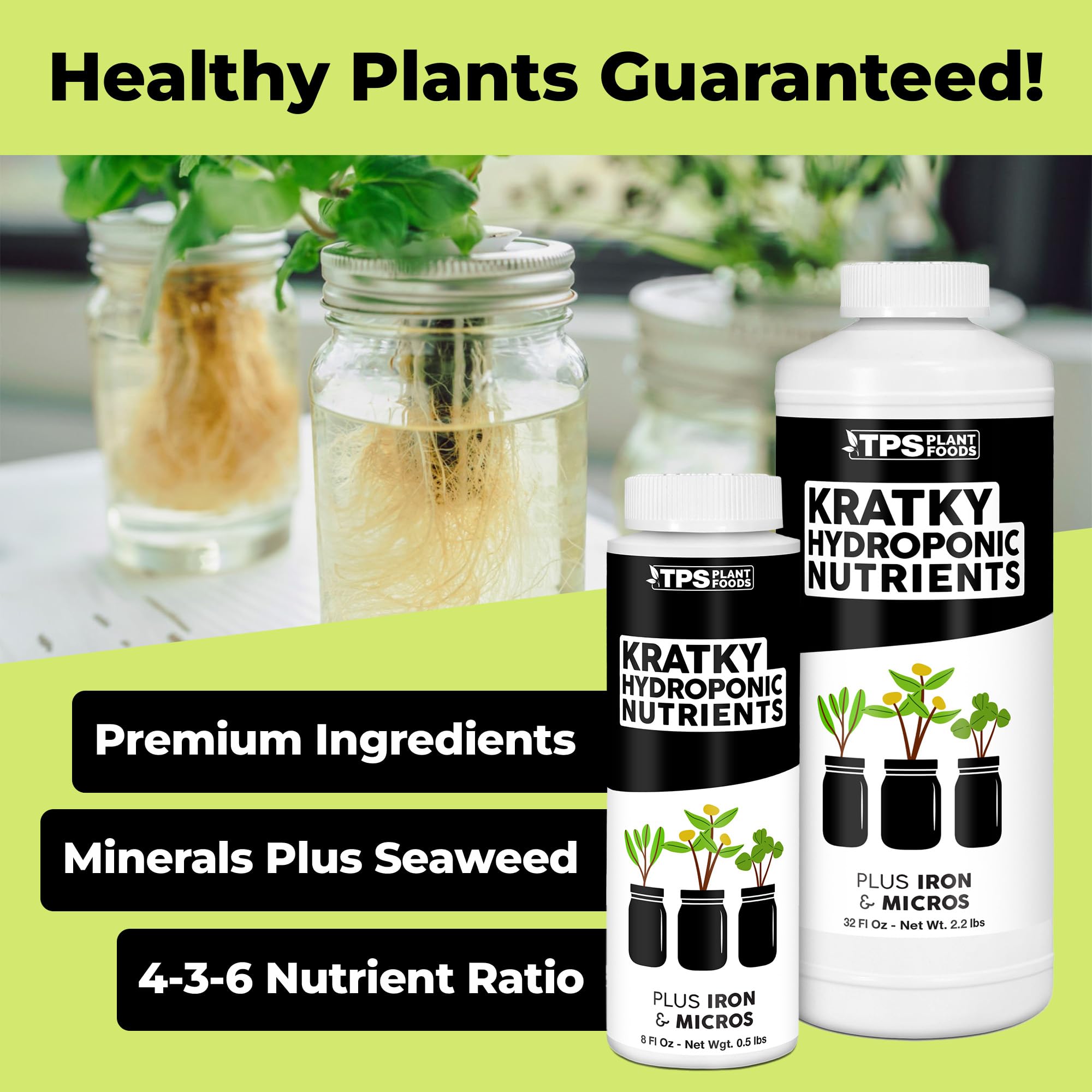 Kratky Hydroponic Fertilizer – Liquid Plant Food for Passive Hydroponics, Strong Roots & Higher Yields, 8 oz